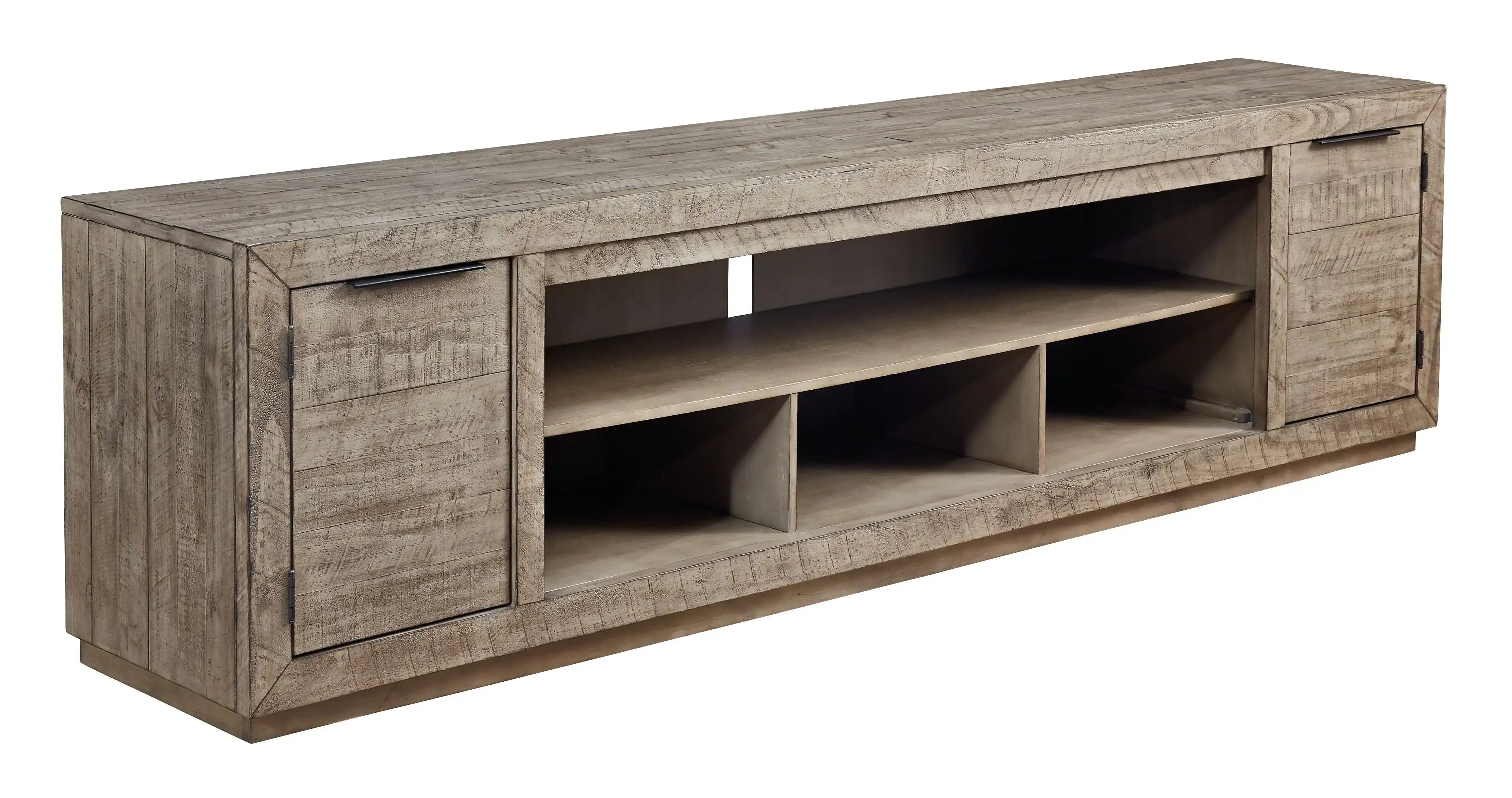 Krystanza - XL TV Stand w/Fireplace Option - Weathered Gray - Best Buy Furniture