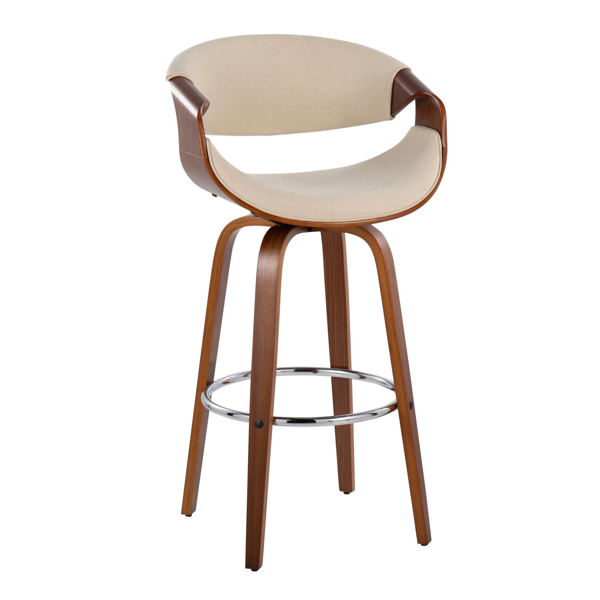 Curvini Mid - Century Modern Fixed Height Barstool With Swivel (Set of 2) - Best Buy Furniture