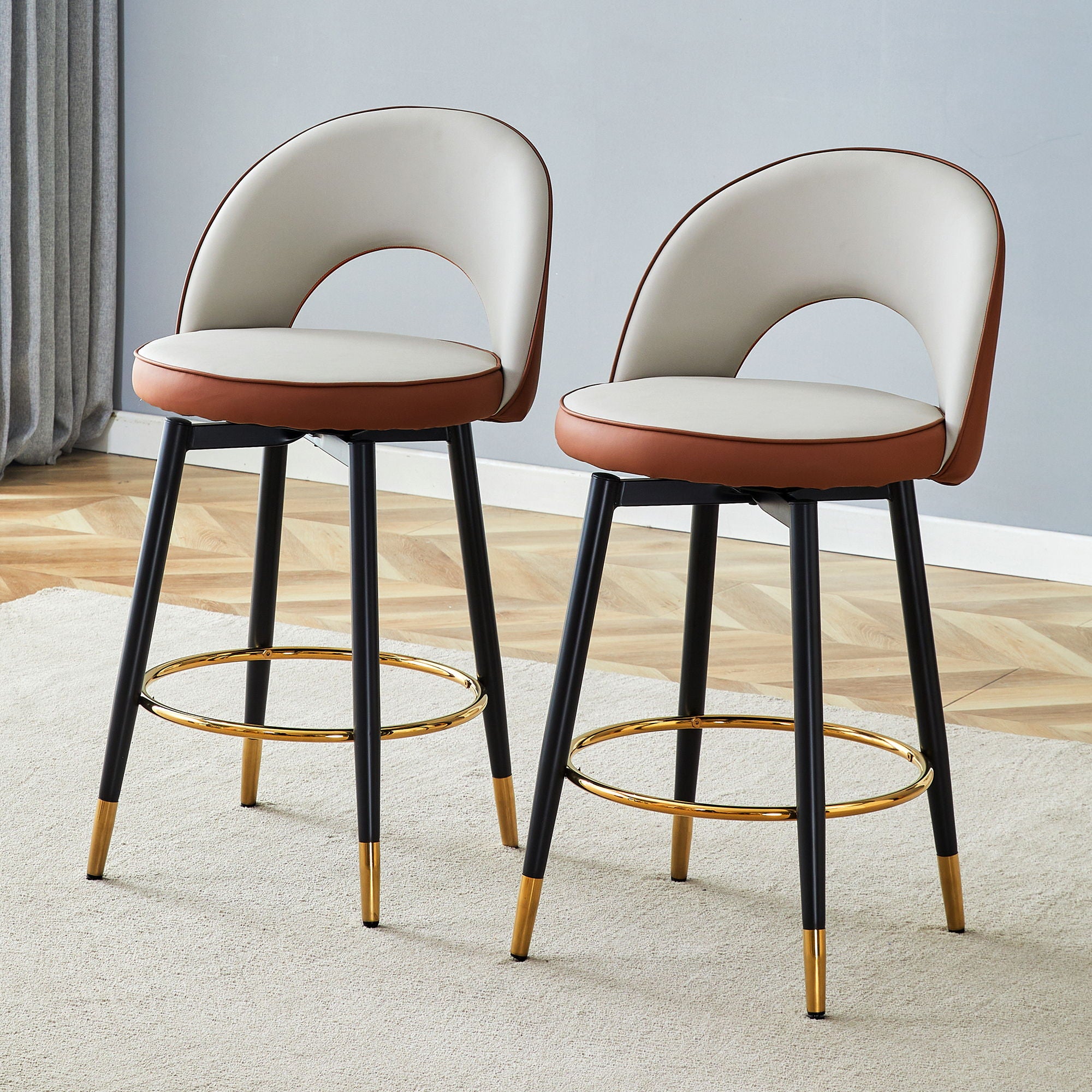 Upholstered Rotatable Bar Chair With Metal Legs For Dining Room - Best Buy Furniture