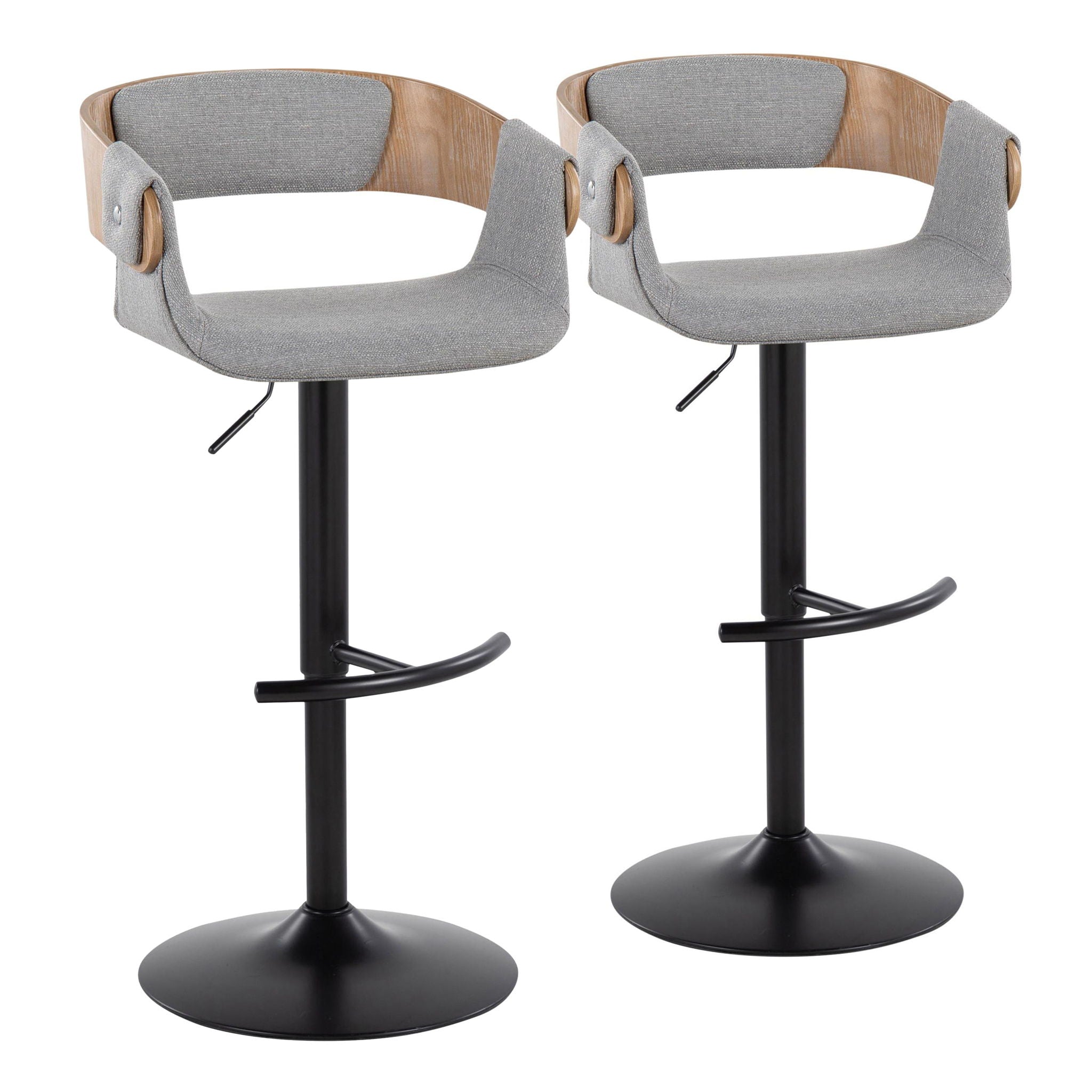 Elisa - Mid Century Modern Adjustable Barstool With Swivel & Rounded T Footrest (Set of 2) - Best Buy Furniture
