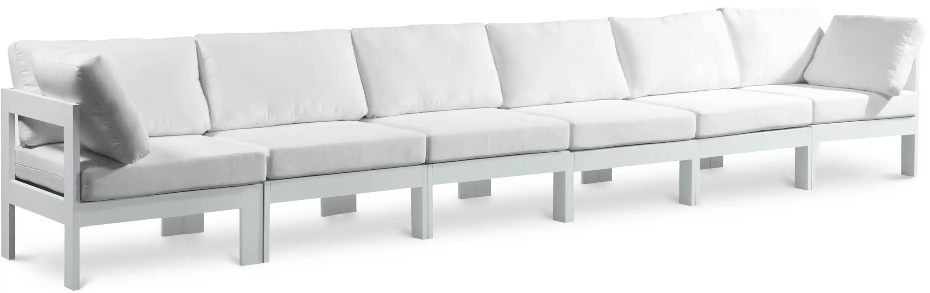Nizuc - Outdoor Patio 6 Seat Modular Sofa With White Frame - Best Buy Furniture