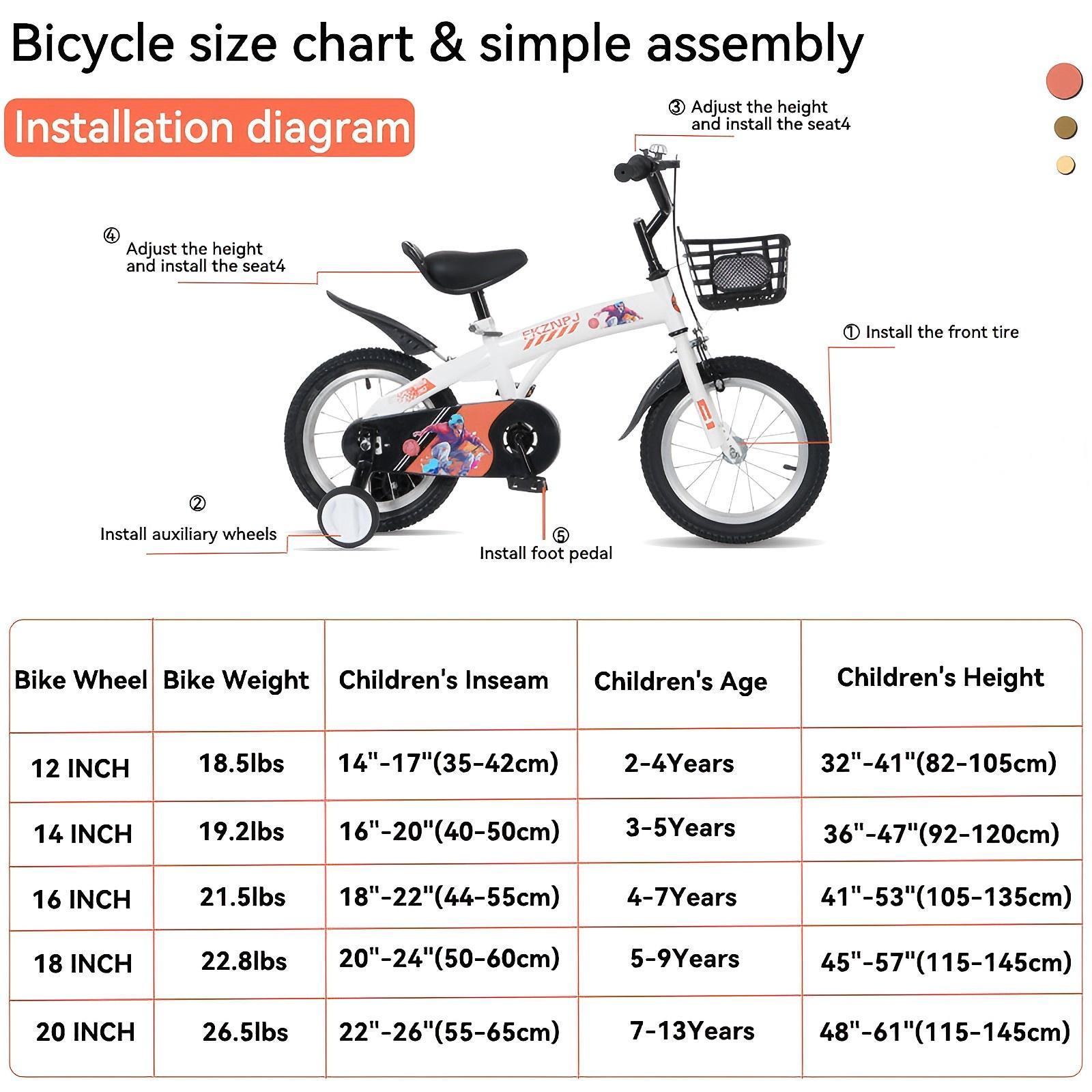 Fkznpj - 16" Sporty Kids Bike With Training Wheels And Stand Adjustable Saddle Suitable For Boys And Girls Aged 4 - 8 Years Tall Height 41 - 46" Available In A Variety Of Colors - Best Buy Furniture