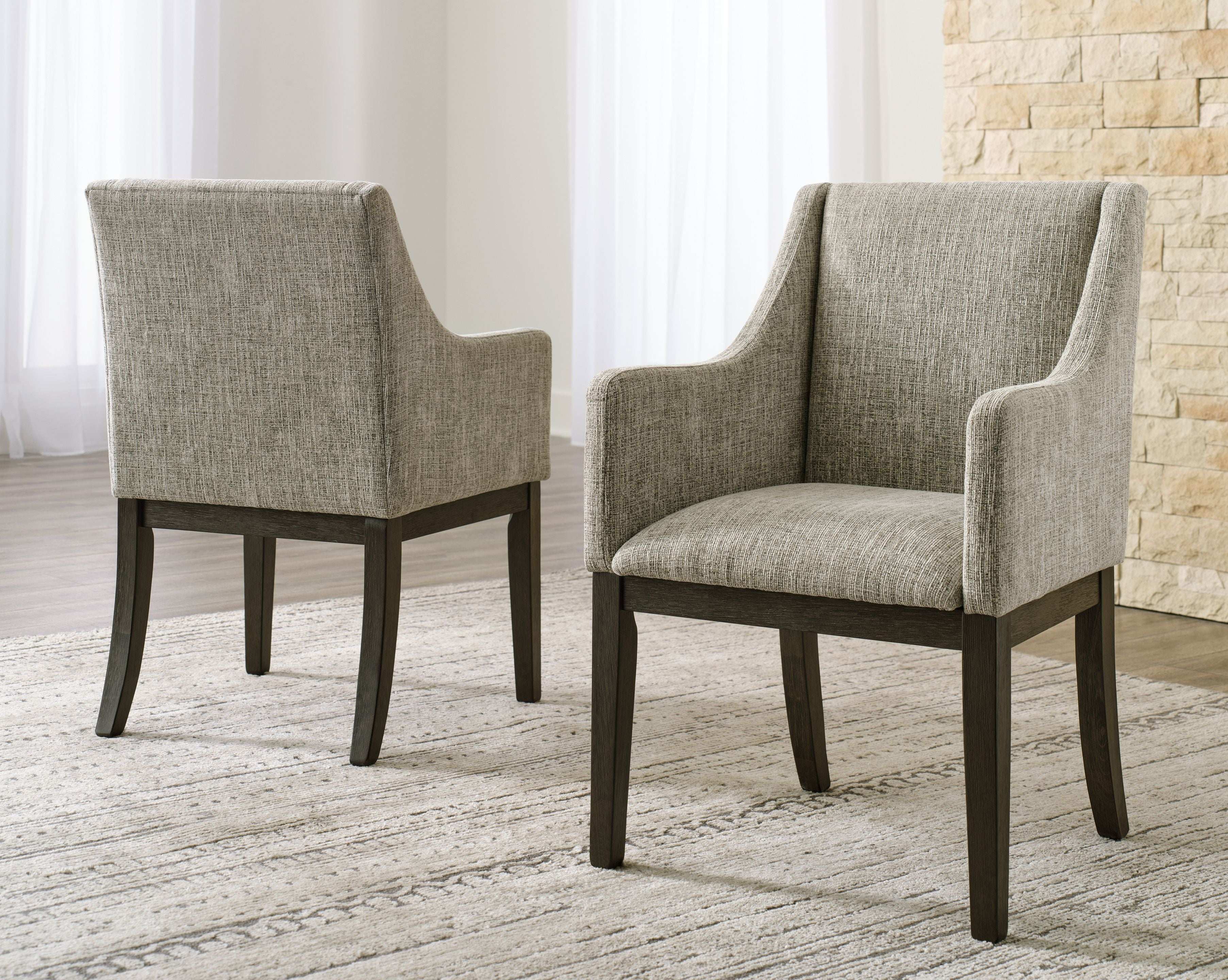 Burkhaus - Dining UPH Arm Chair (Set of 2) - Beige / Dark Brown - Best Buy Furniture