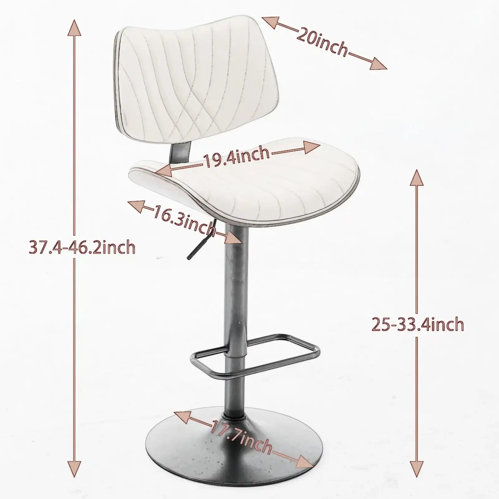 Mid Century Modern Walnut Bar Stool, Adjustable Black Leather Swivel Chair, Beige - Best Buy Furniture