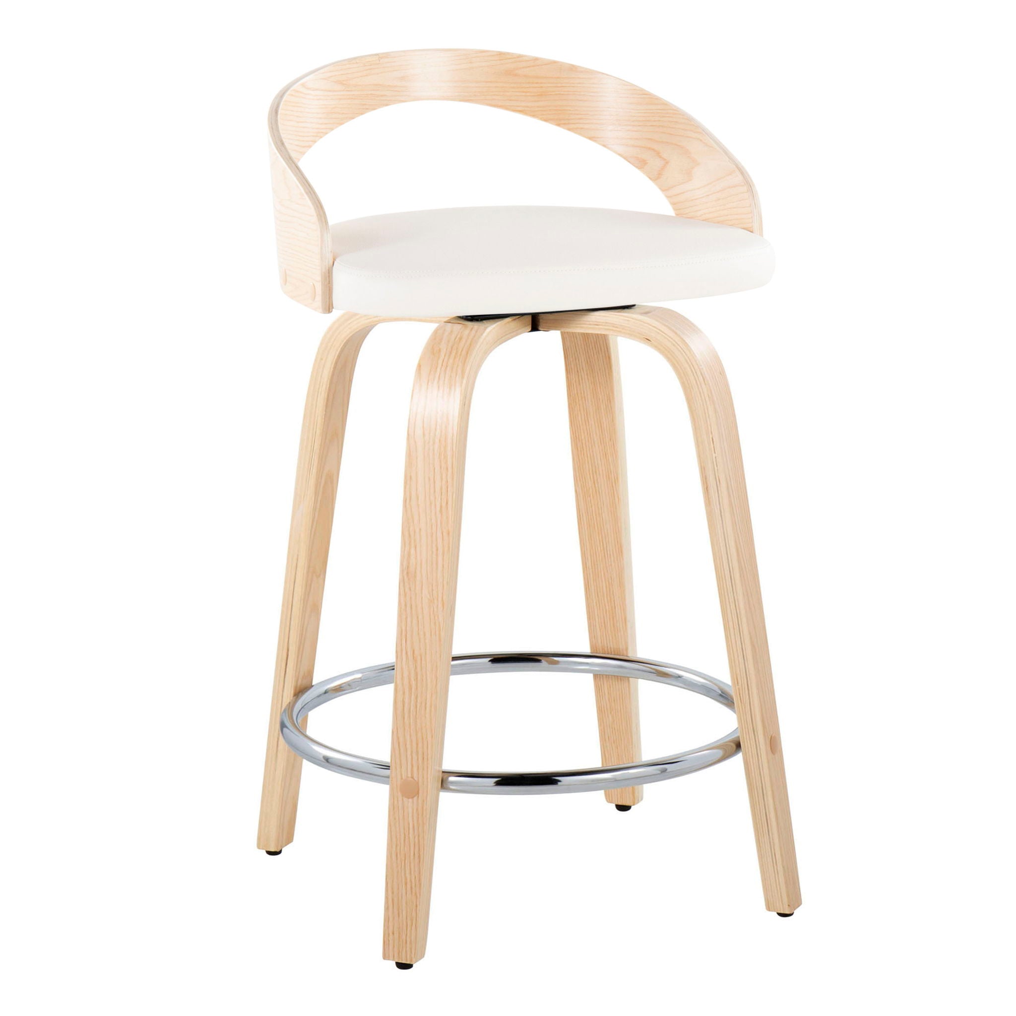 Grotto - Contemporary Fixed Height Counter Stool & Swivel, Round Footrest (Set of 2) - Best Buy Furniture