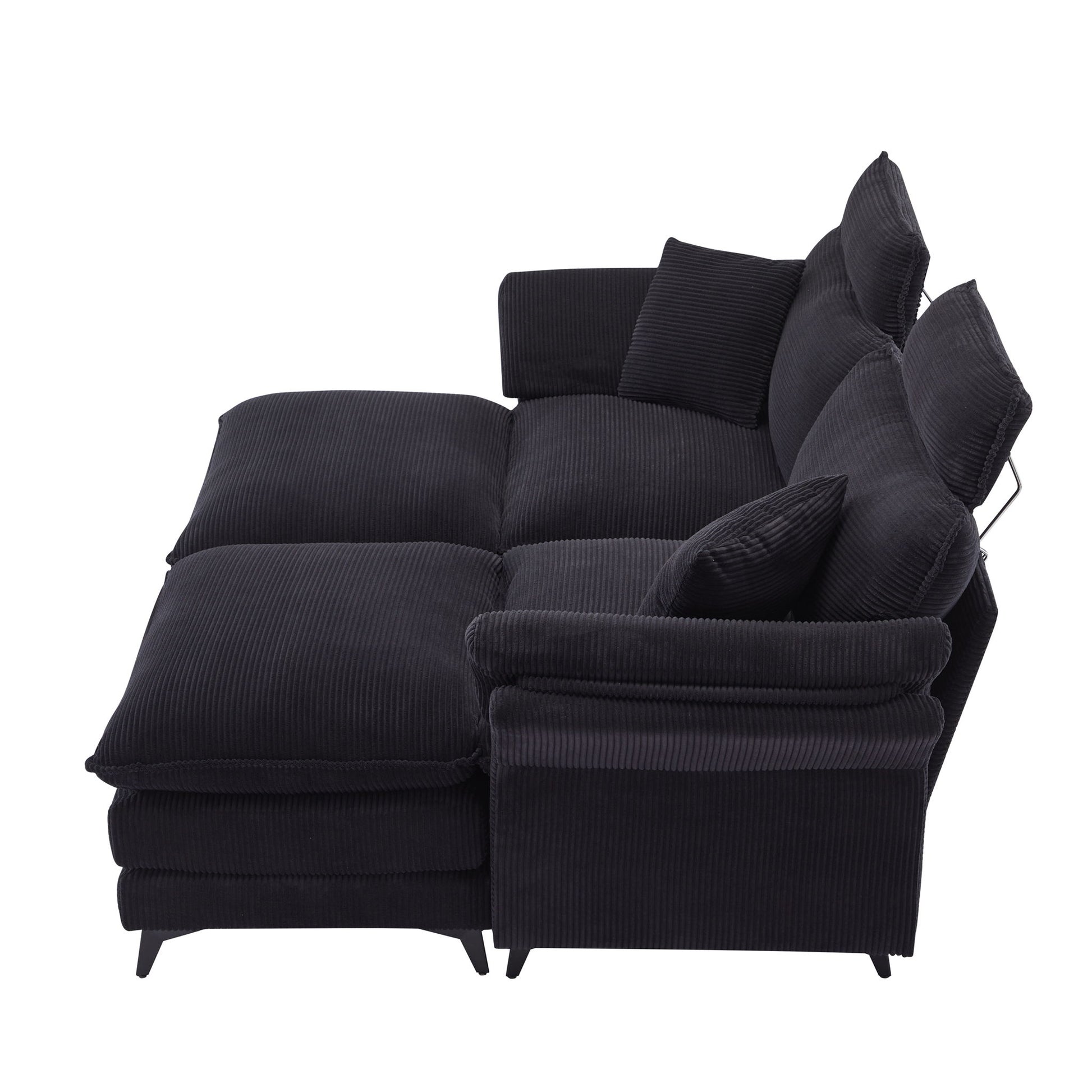 Modern Corduroy Deep Seat Sectional Sofa With Ottoman - Best Buy Furniture