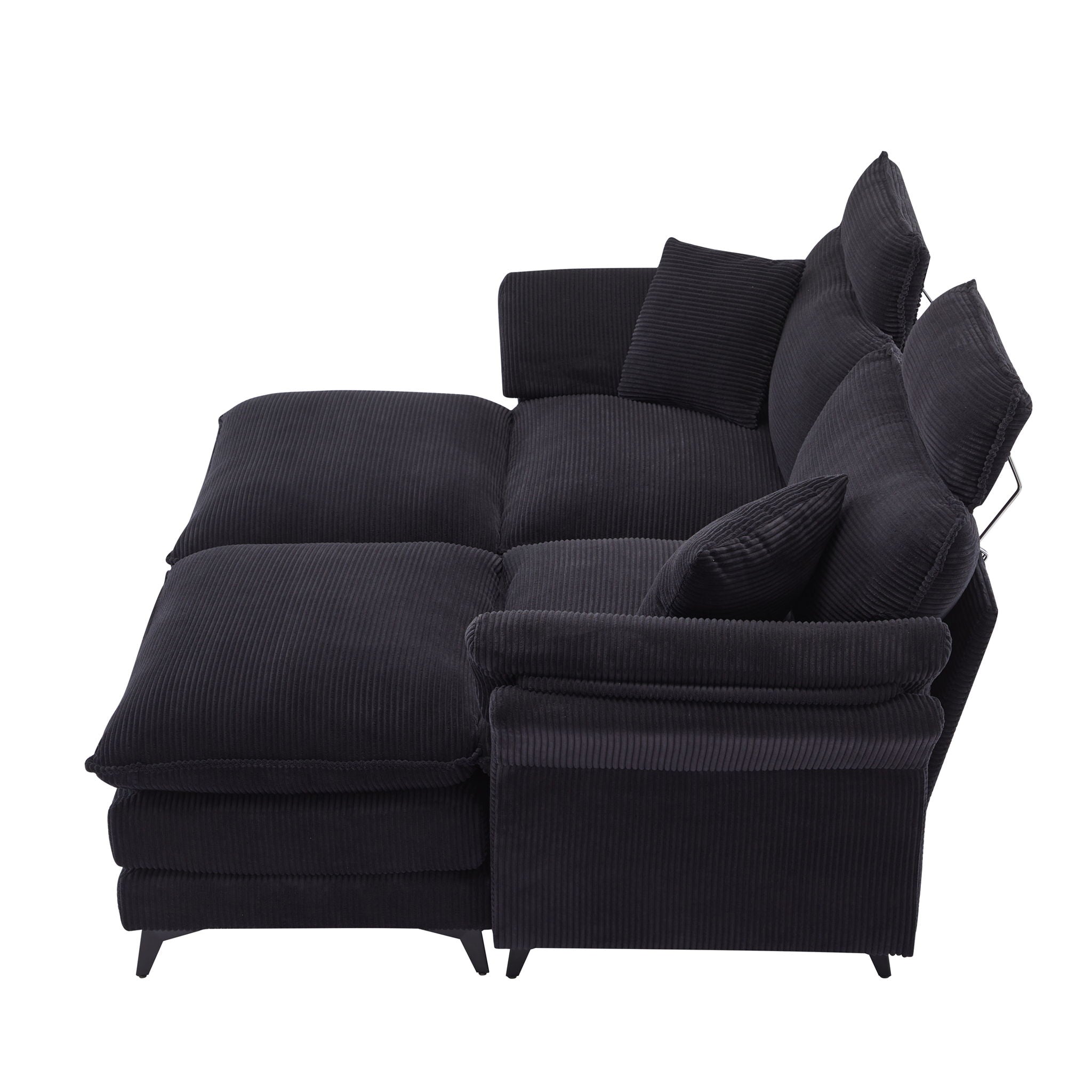 Modern Corduroy Deep Seat Sectional Sofa With Ottoman - Best Buy Furniture
