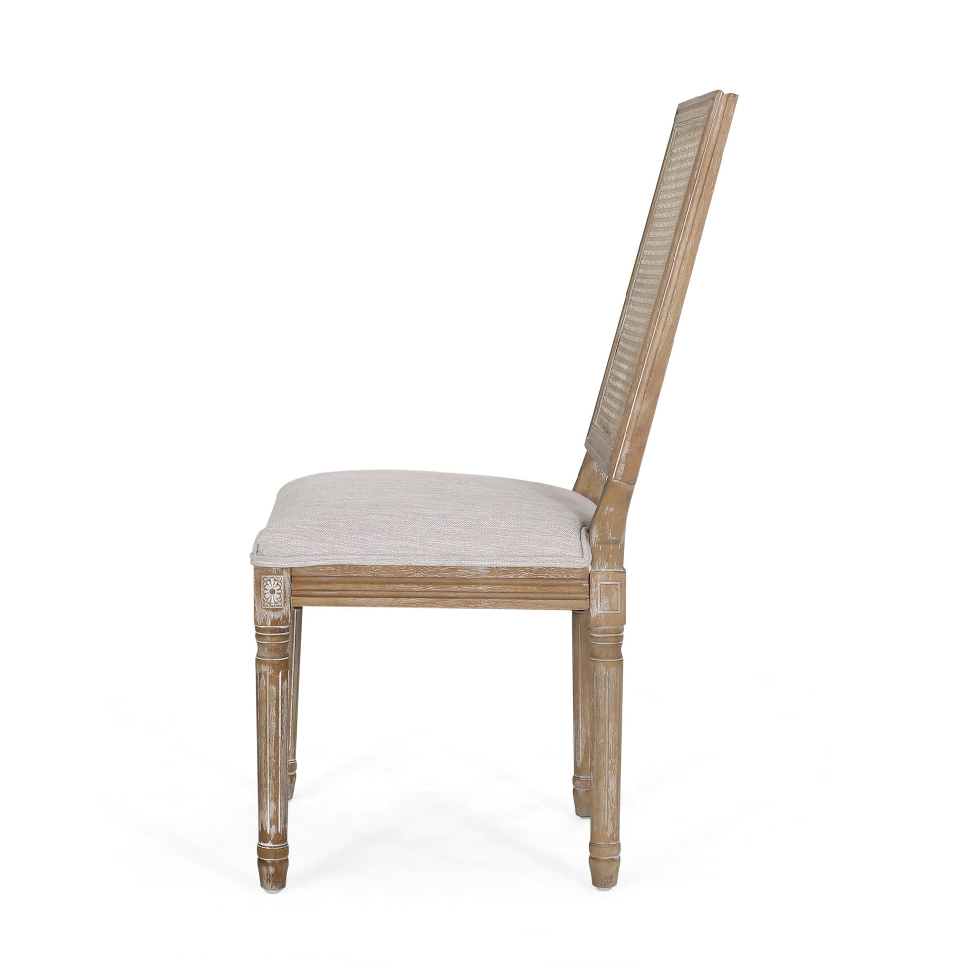 French Country Dining Chair With Rectangular Cane Backrest And Smooth Upholstered Seating - Best Buy Furniture