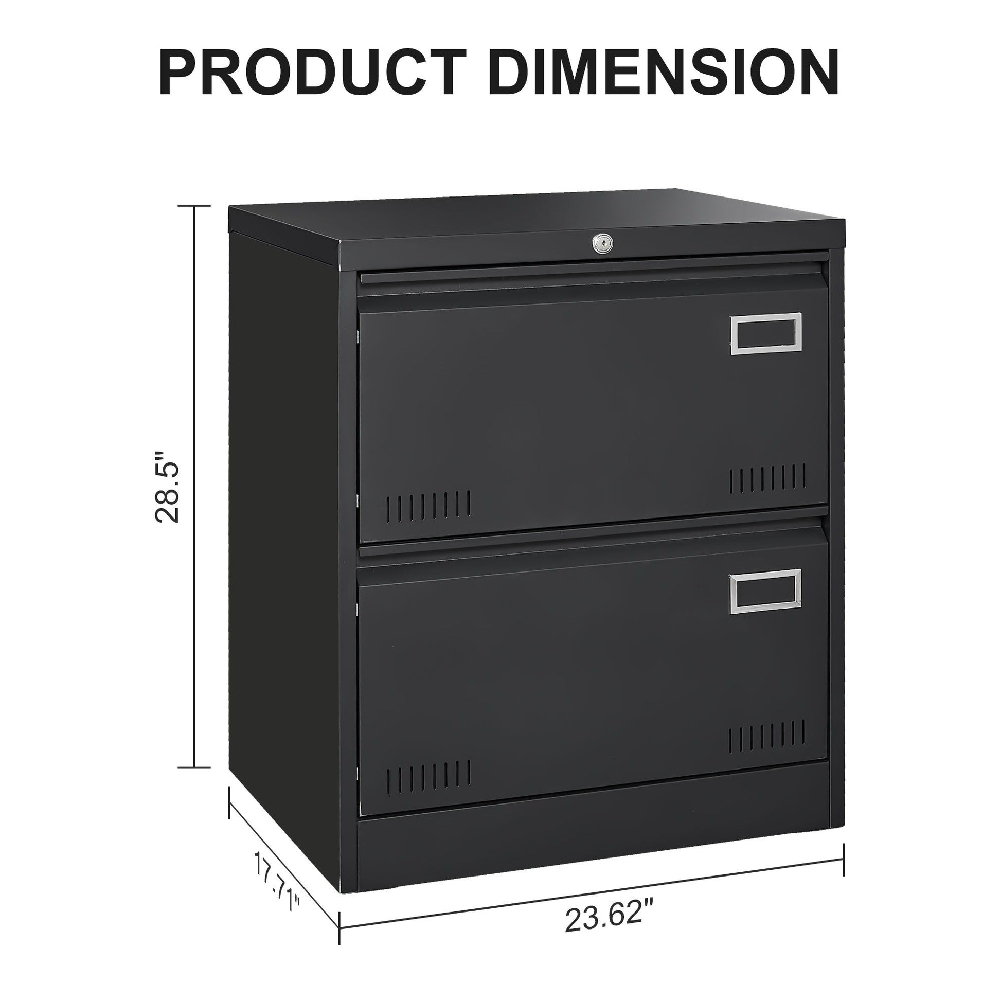 2 Drawer Metal Lateral File Cabinet With Lock, Office Vertical Files Cabinet For Home Office, Locking Metal File Cabinet - Black - Best Buy Furniture