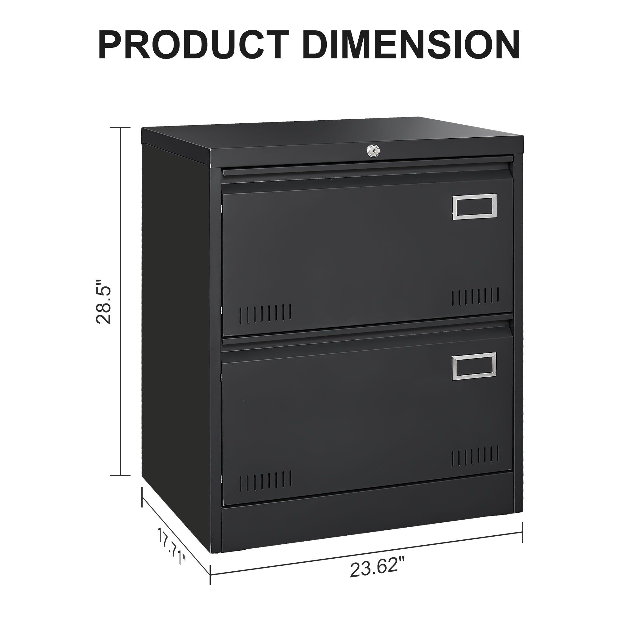 2 Drawer Metal Lateral File Cabinet With Lock, Office Vertical Files Cabinet For Home Office, Locking Metal File Cabinet - Black - Best Buy Furniture