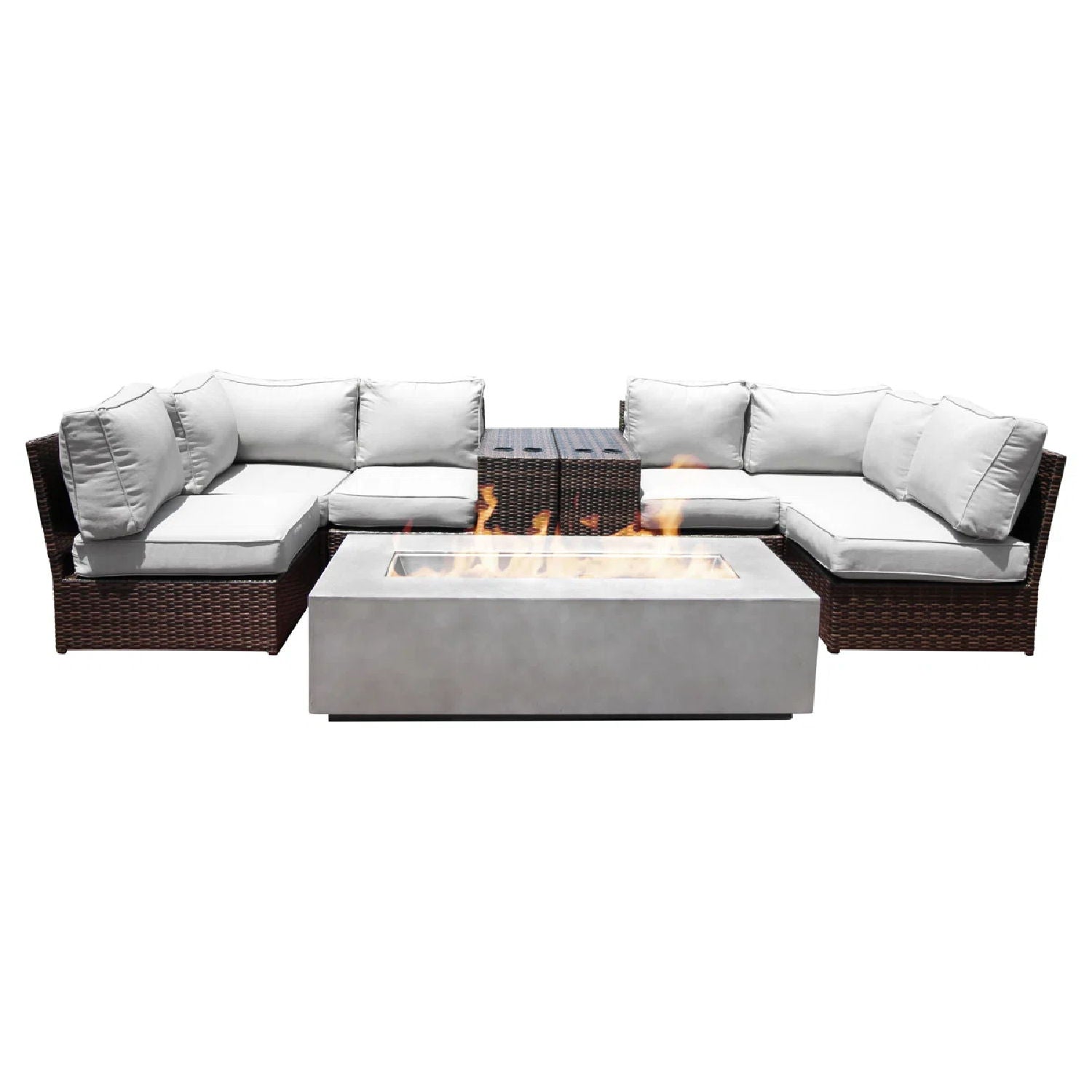 4 Person Rattan Wicker Seating Group With Cushions - Espresso - Best Buy Furniture