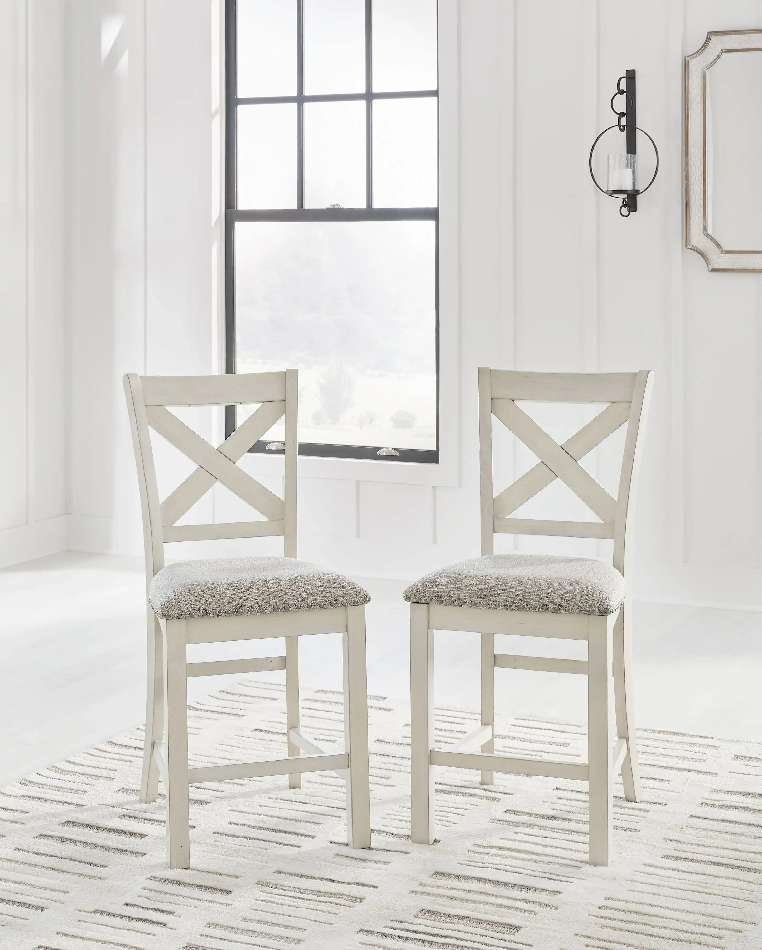 Robbinsdale - Upholstered Barstool (Set of 2) - Antique White - Best Buy Furniture
