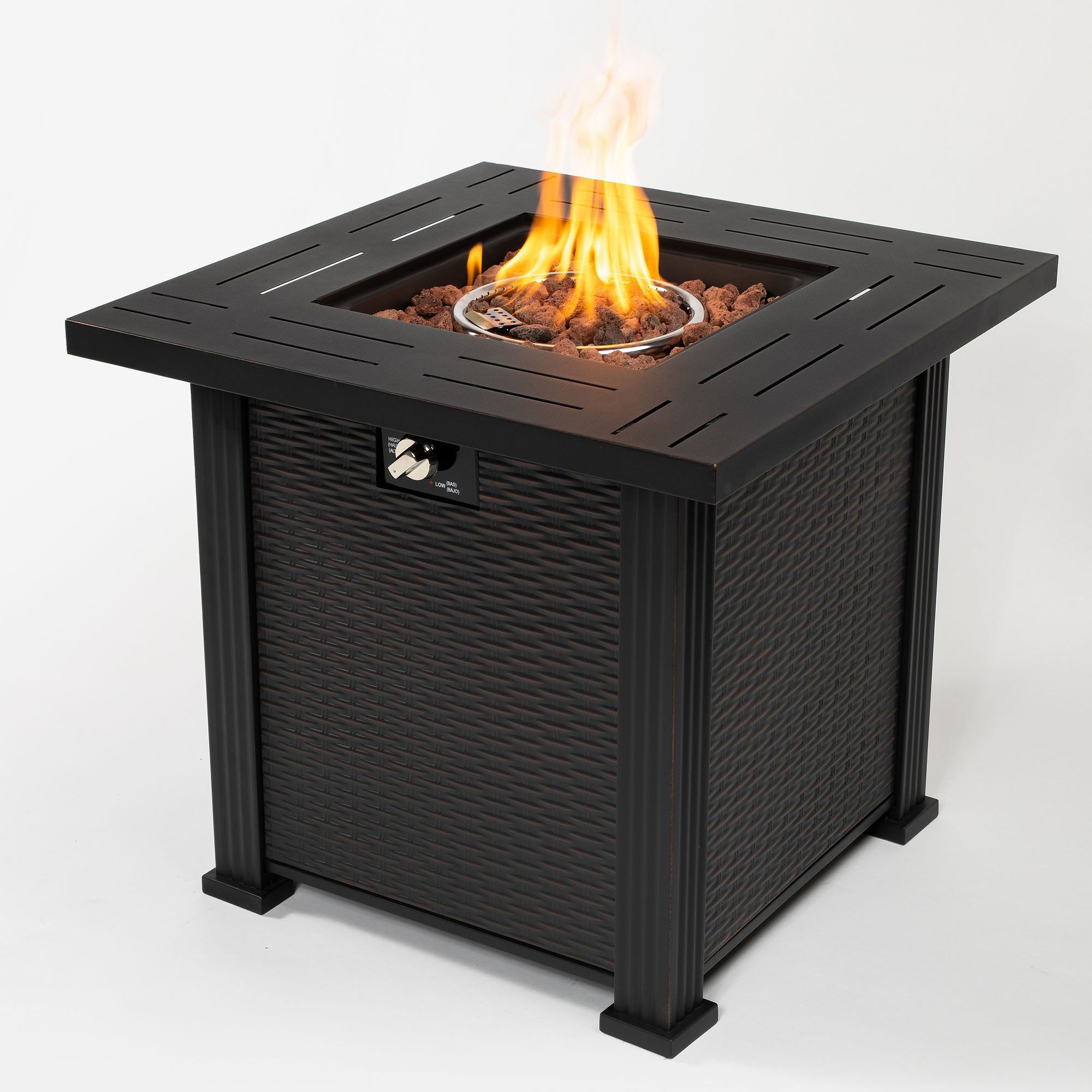 28" Square Fire Pit Table - Brown - Best Buy Furniture