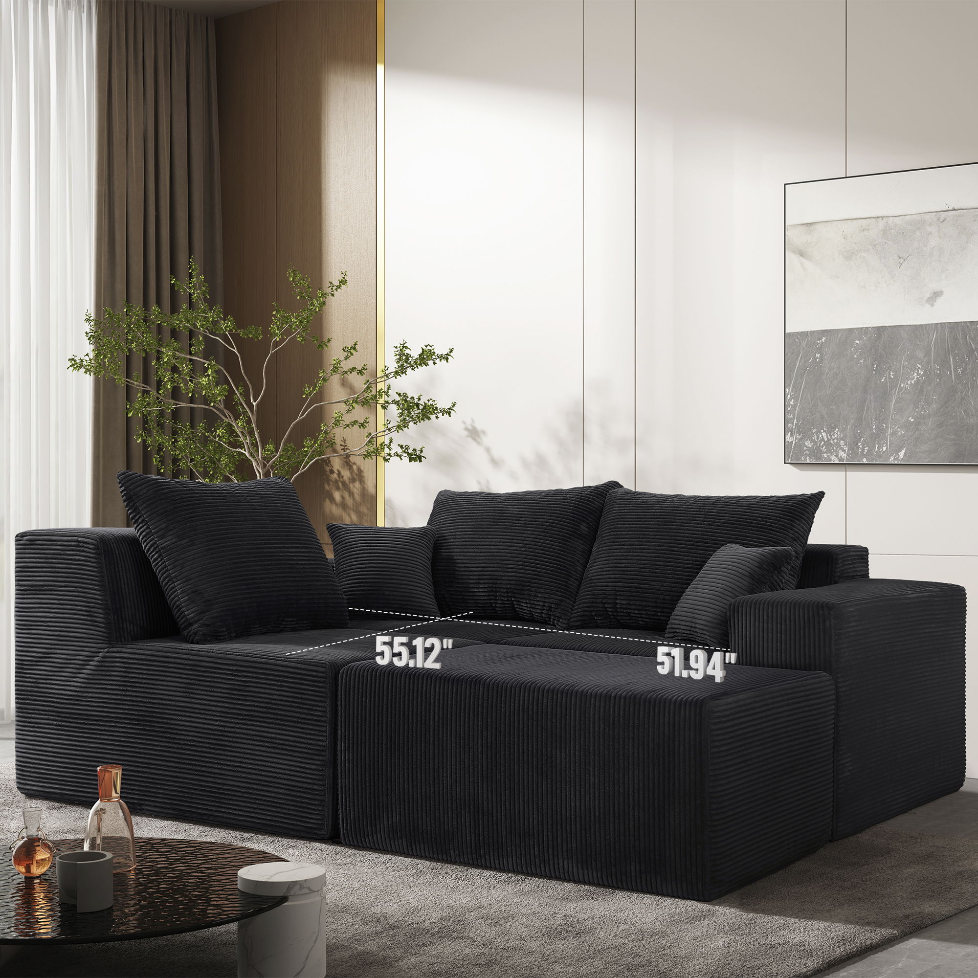 Modular Sectional Sofa, Convertible Couch With Chaise Corduroy - Best Buy Furniture
