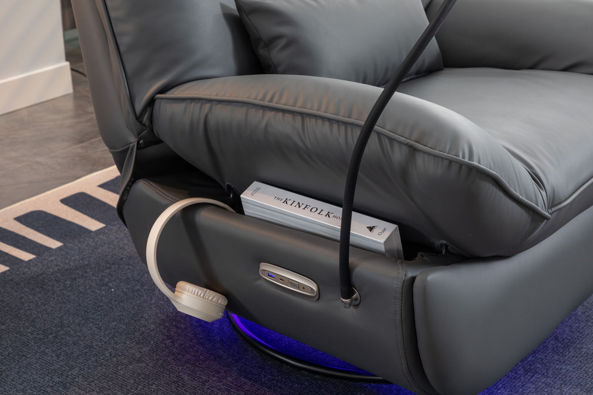 270 Swivel Glider Recliner Chair, Power Recliner Rocking Chair, USB Port Charge For Nursery Chair With Atmosphere Lamp For Living Room Bedroom Apartment - Best Buy Furniture