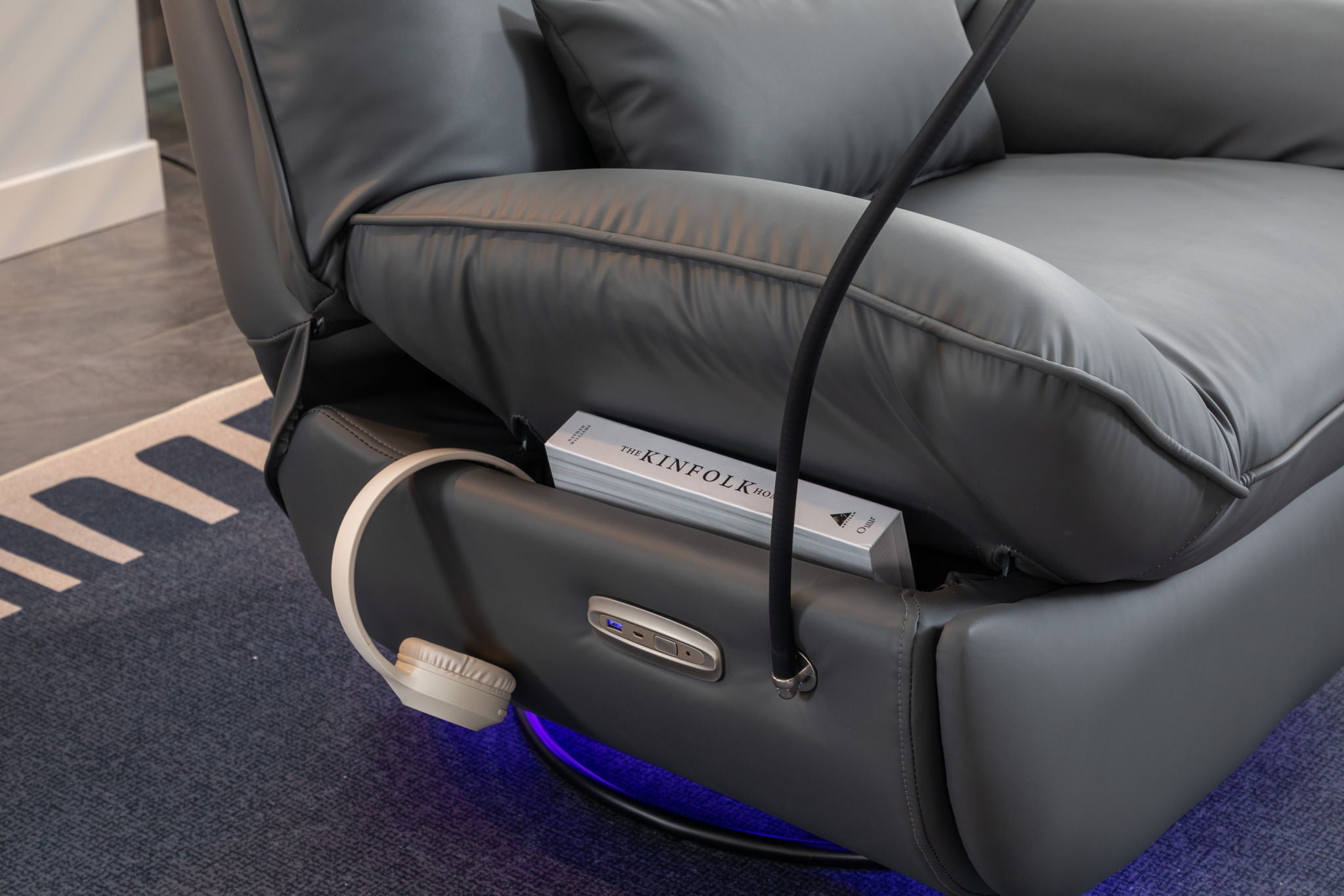 270 Swivel Glider Recliner Chair, Power Recliner Rocking Chair, USB Port Charge For Nursery Chair With Atmosphere Lamp For Living Room Bedroom Apartment - Best Buy Furniture