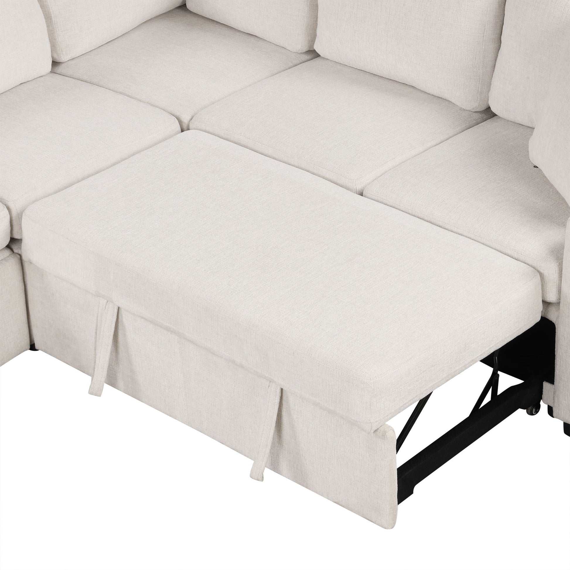 Sectional Sofa Convertible Pull-Out Sofa Bed With A Movable Storage Ottoman For Living Room - Best Buy Furniture