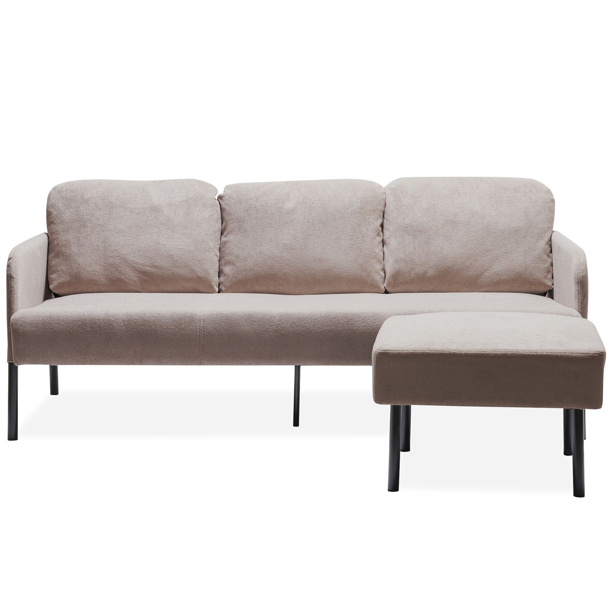 Modern L Shaped 3 Seater Sofa With Ottoman, Upholstered Couch For Small Spaces - Best Buy Furniture
