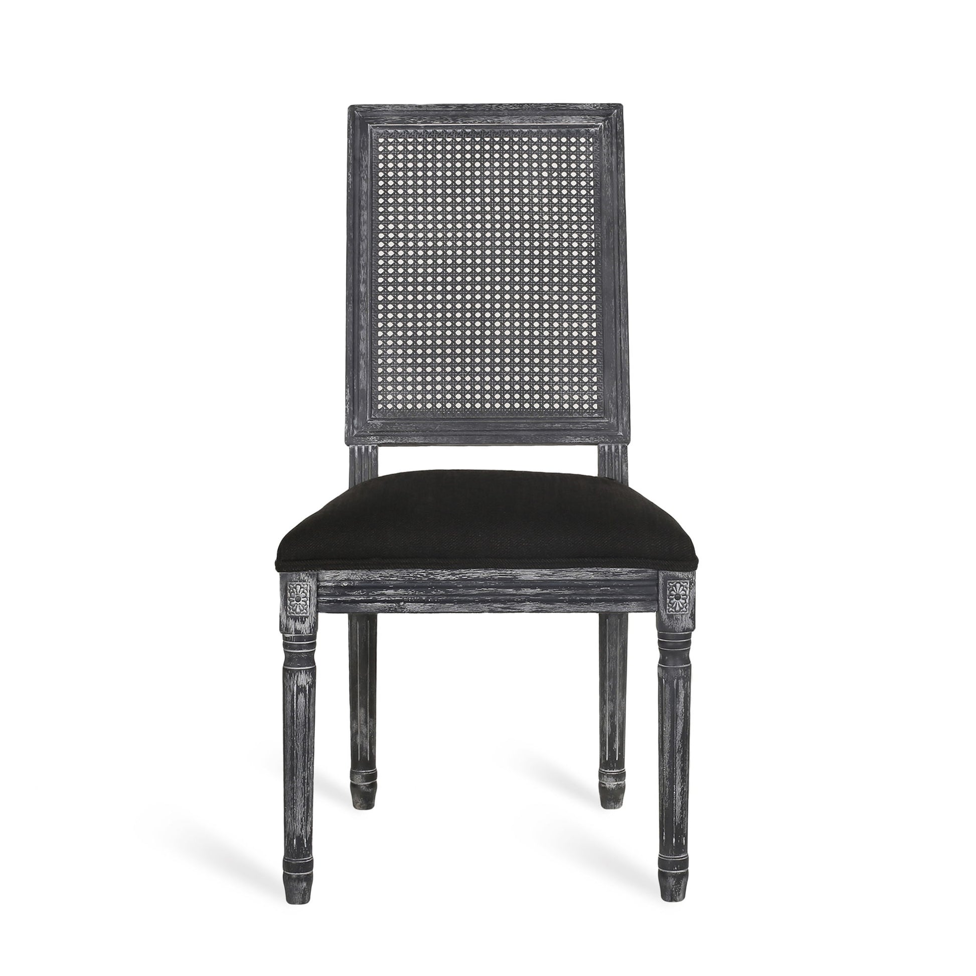 French Country Dining Chair With Rectangular Cane Backrest And Smooth Upholstered Seating - Best Buy Furniture