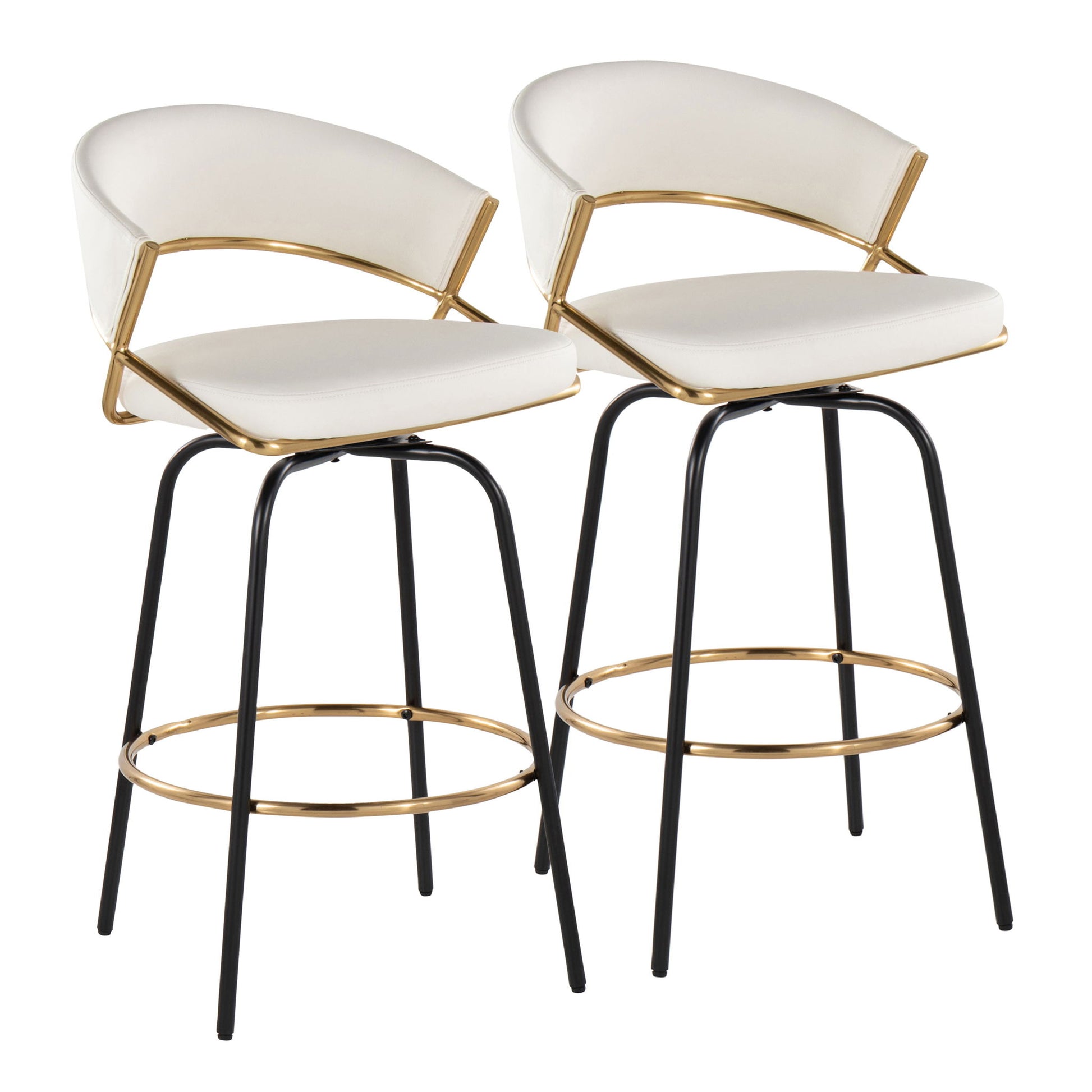 Jie - Fixed Height Contemporary Counter Stool With Swivel Round Footrest (Set of 2) - Best Buy Furniture