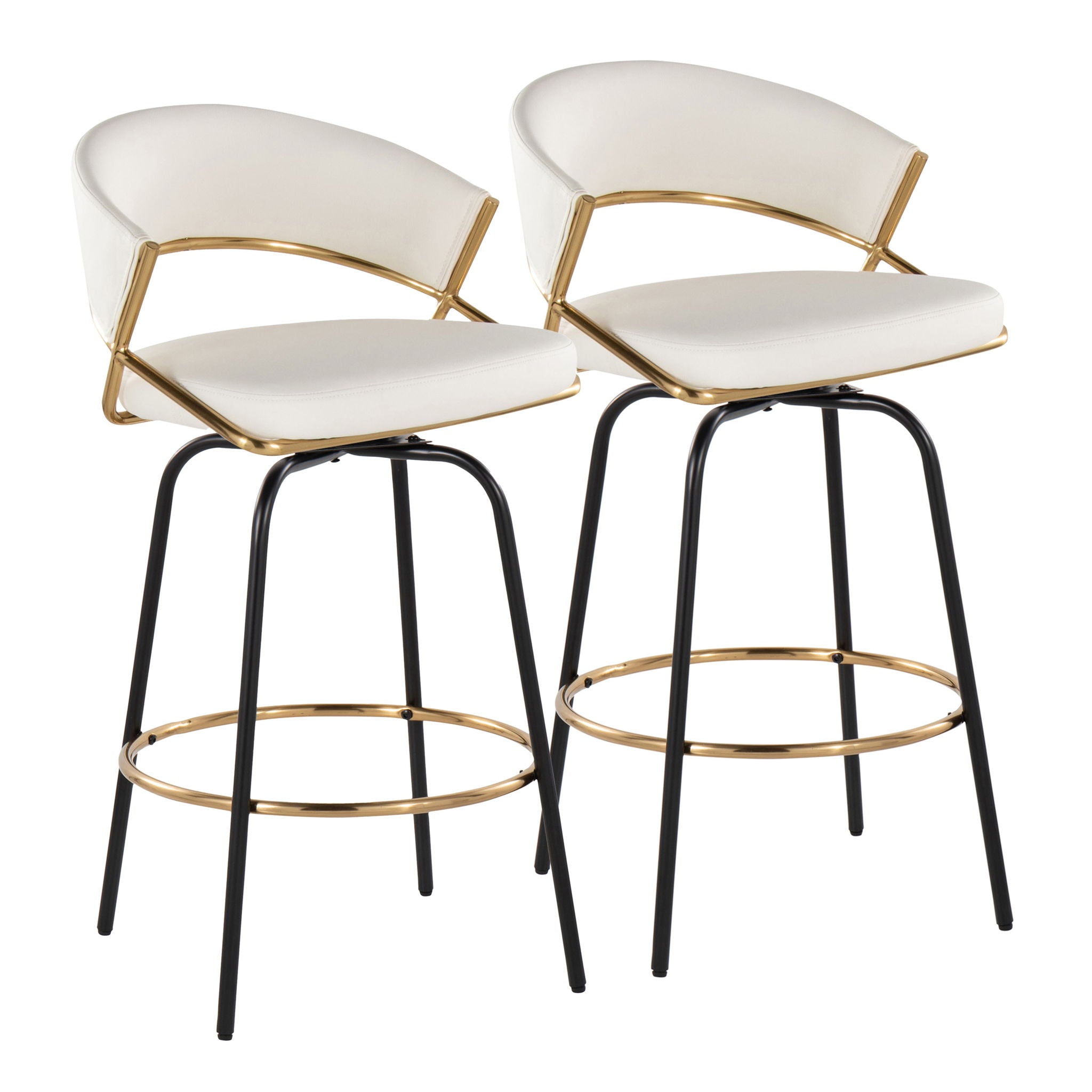 Jie - Fixed Height Contemporary Counter Stool With Swivel Round Footrest (Set of 2) - Best Buy Furniture