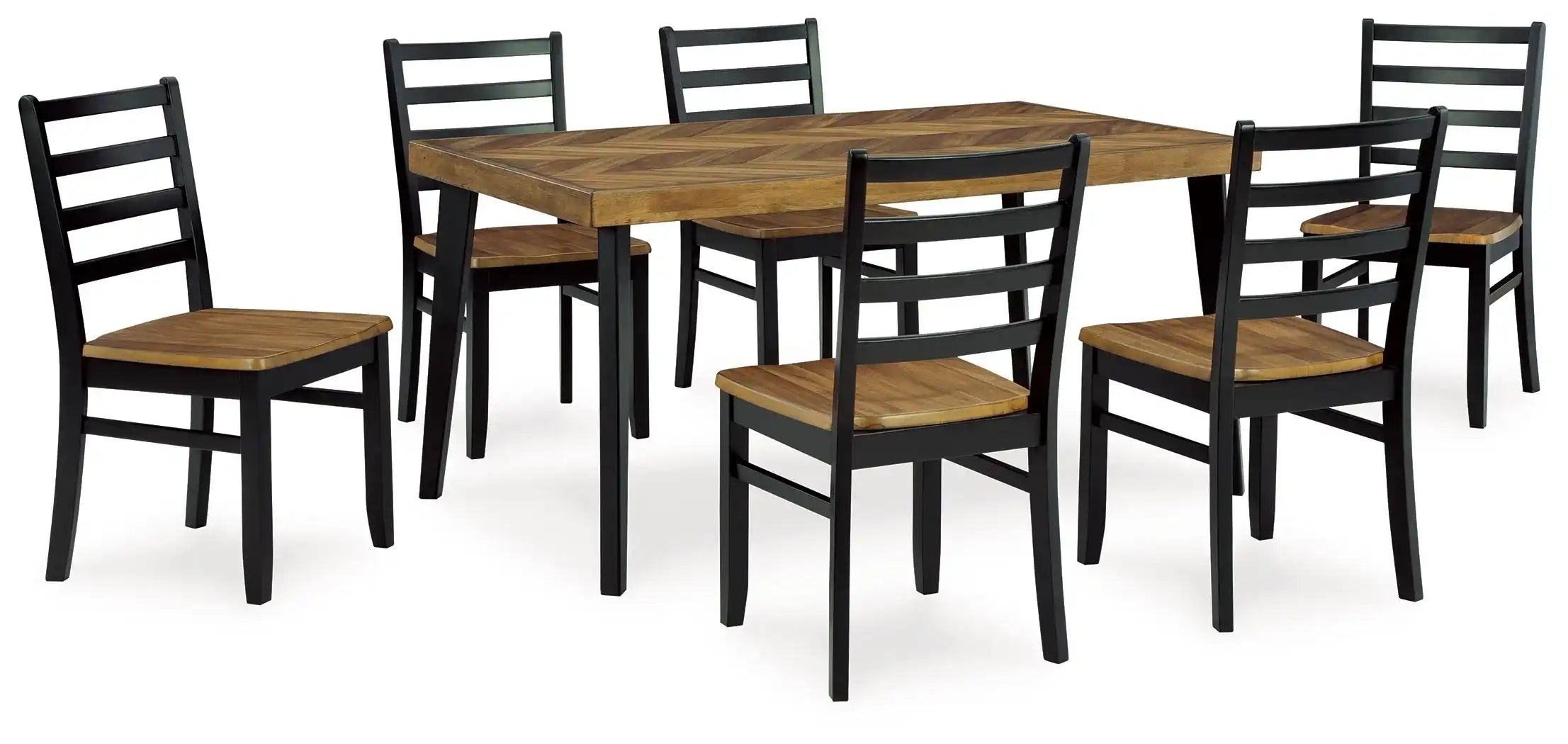 Blondon - Rectangular Drm Table Set (Set of 7) - Brown / Black - Best Buy Furniture