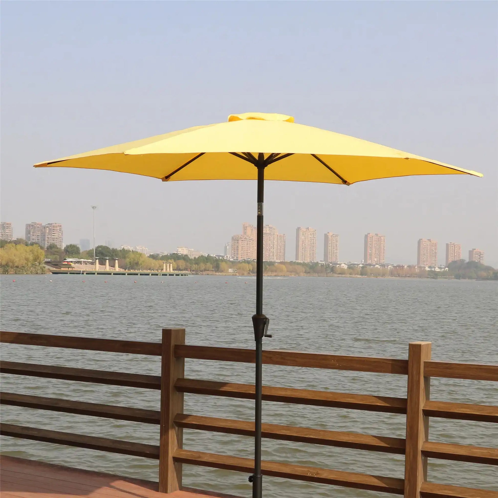 8.8' Outdoor Aluminum Patio Umbrella With 42 Pound Round Resin Umbrella Base - Best Buy Furniture