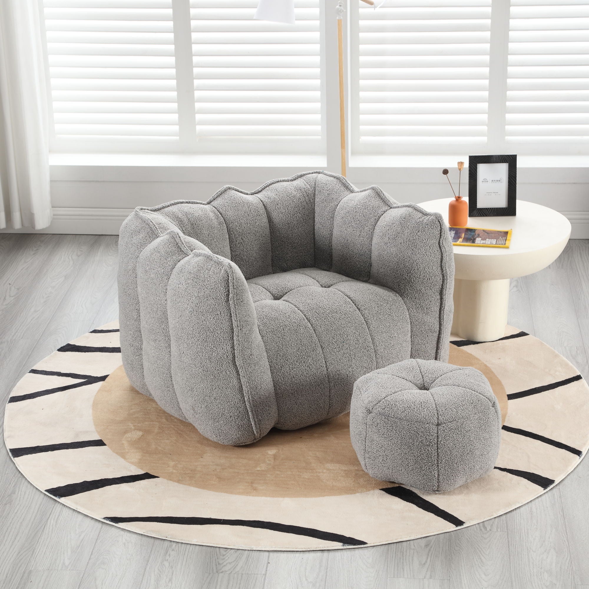 Soft Chenille Bean Bag Chair With High Resilient Foam