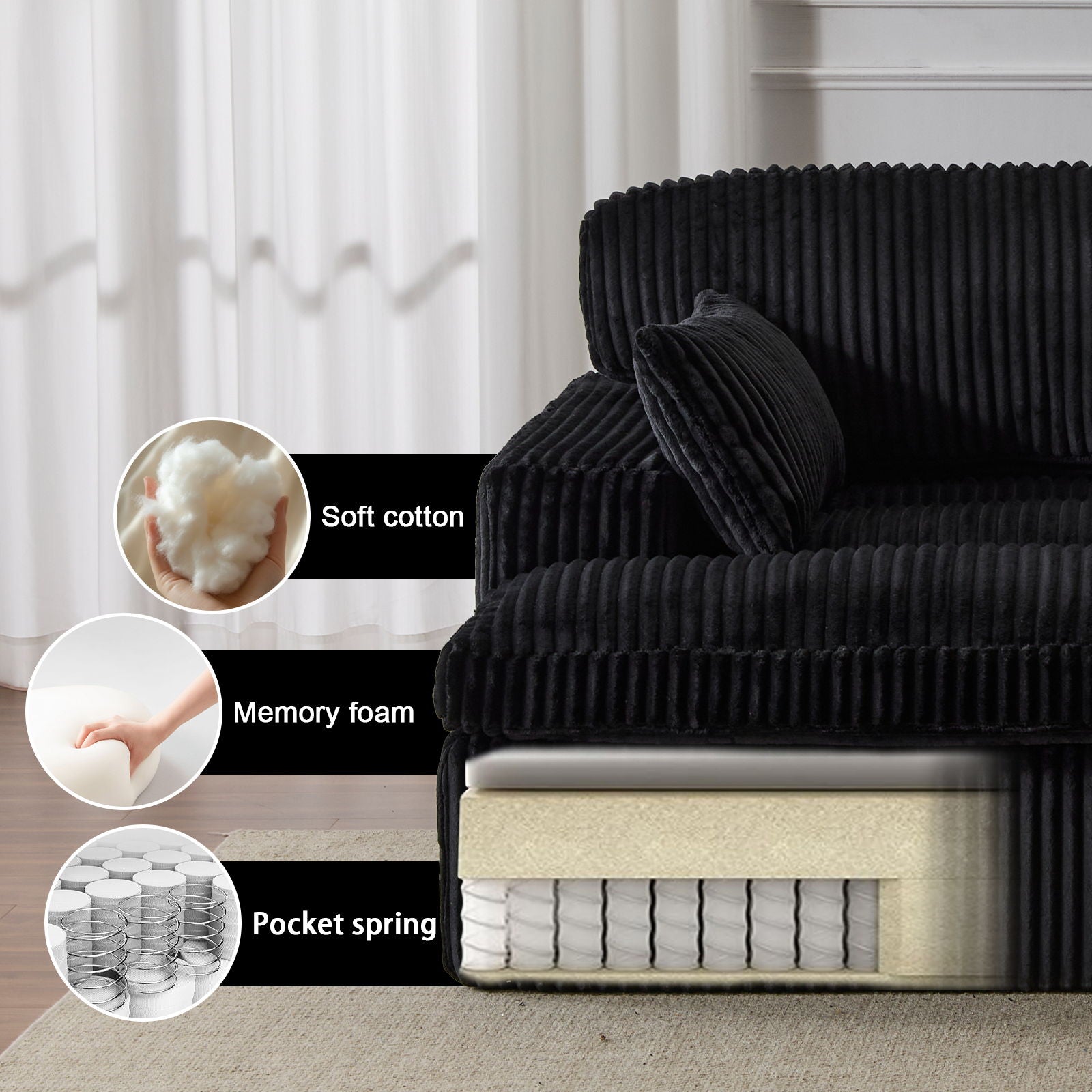 Double Chaise Lounge Chair, Oversized Upholstered Sleeper Cloud Couch - Best Buy Furniture