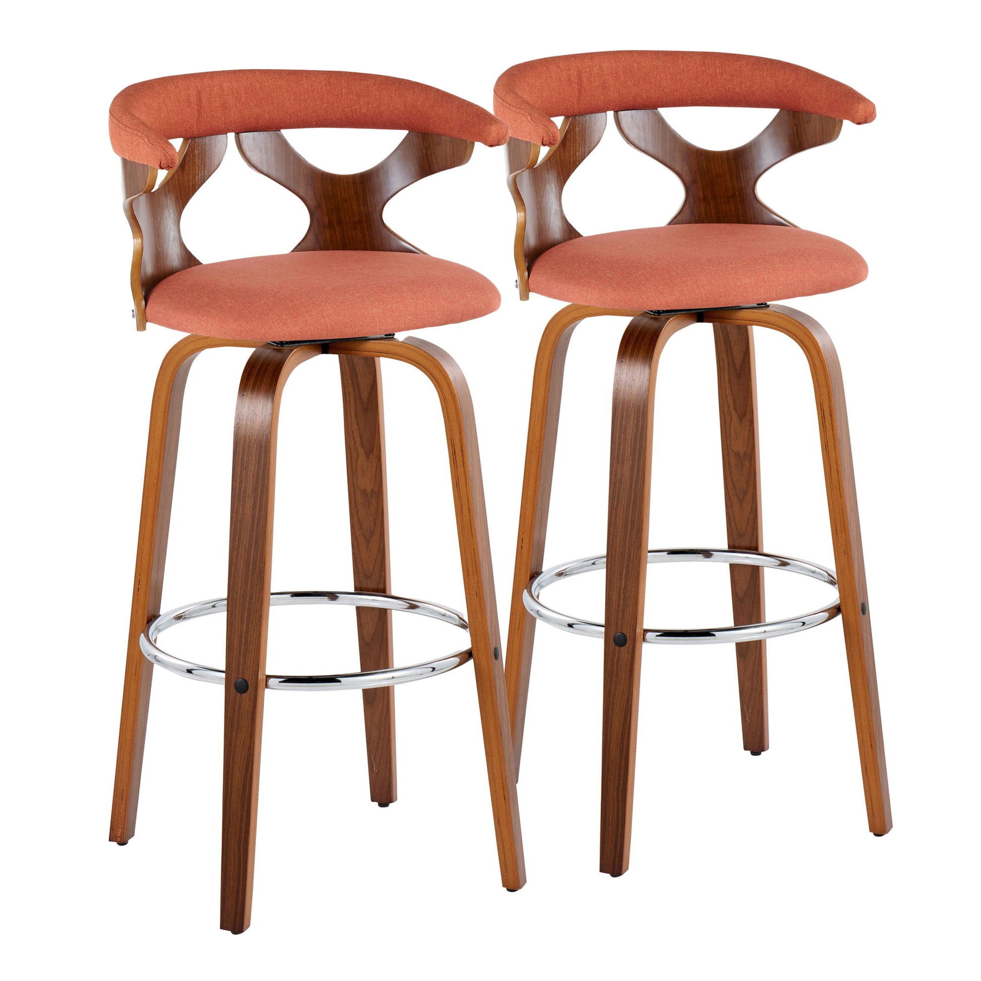 Gardenia - Mid Century Modern Fixed Height Barstool With Swivel With Round Footrest (Set of 2) - Best Buy Furniture