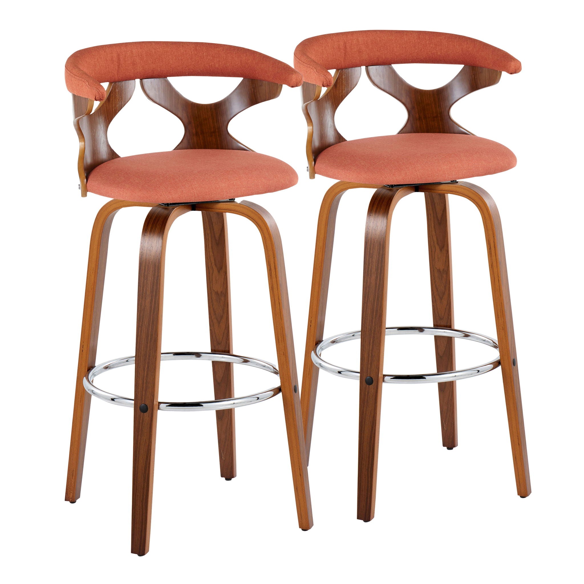 Gardenia - Mid Century Modern Fixed Height Barstool With Swivel With Round Footrest (Set of 2) - Best Buy Furniture