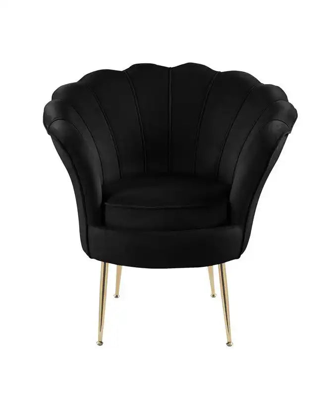 Angelina - Velvet Scalloped Back Barrel Accent Chair With Metal Legs - Best Buy Furniture