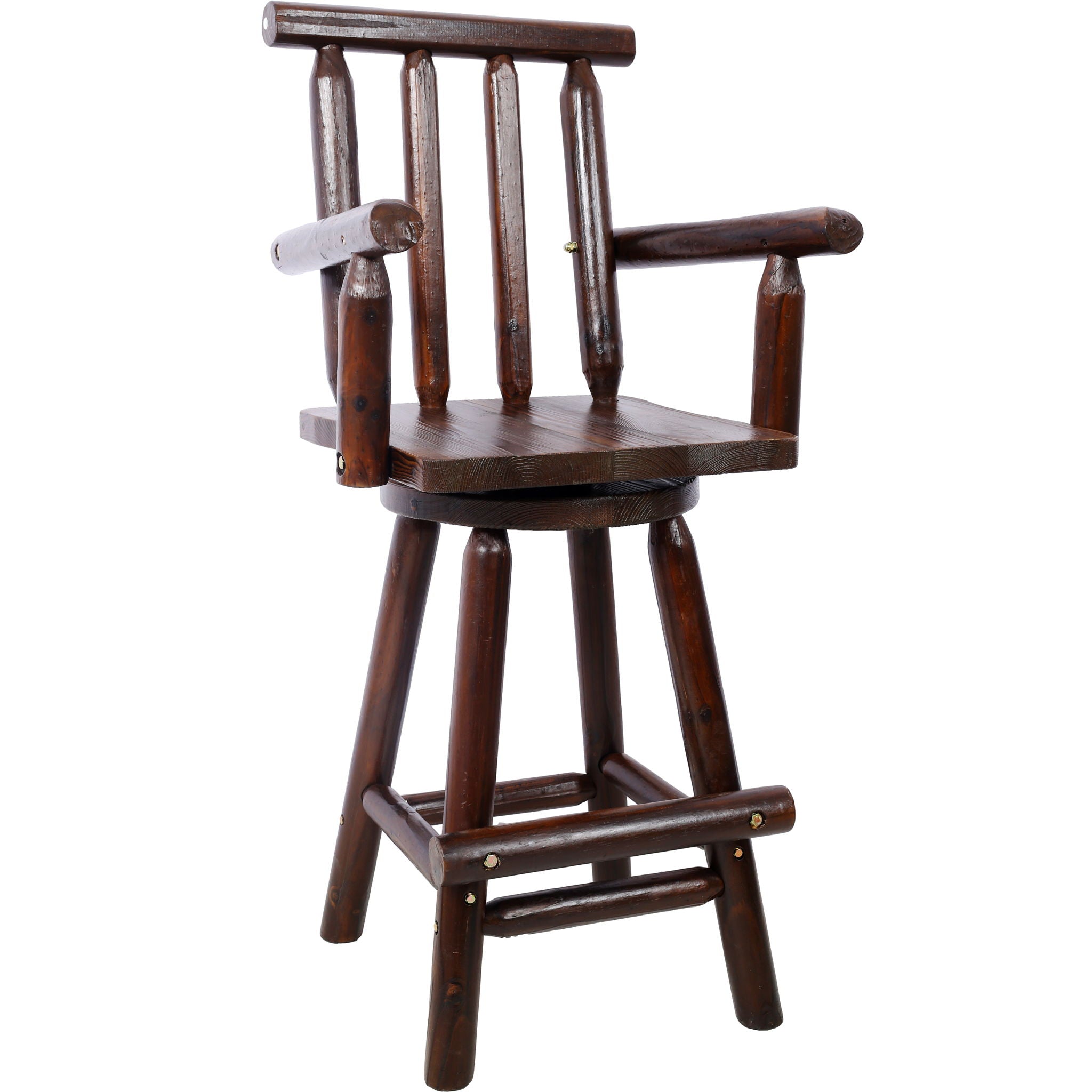 Rustic Bar Stool, Fir Wood Construction, Wide Armrest - Best Buy Furniture
