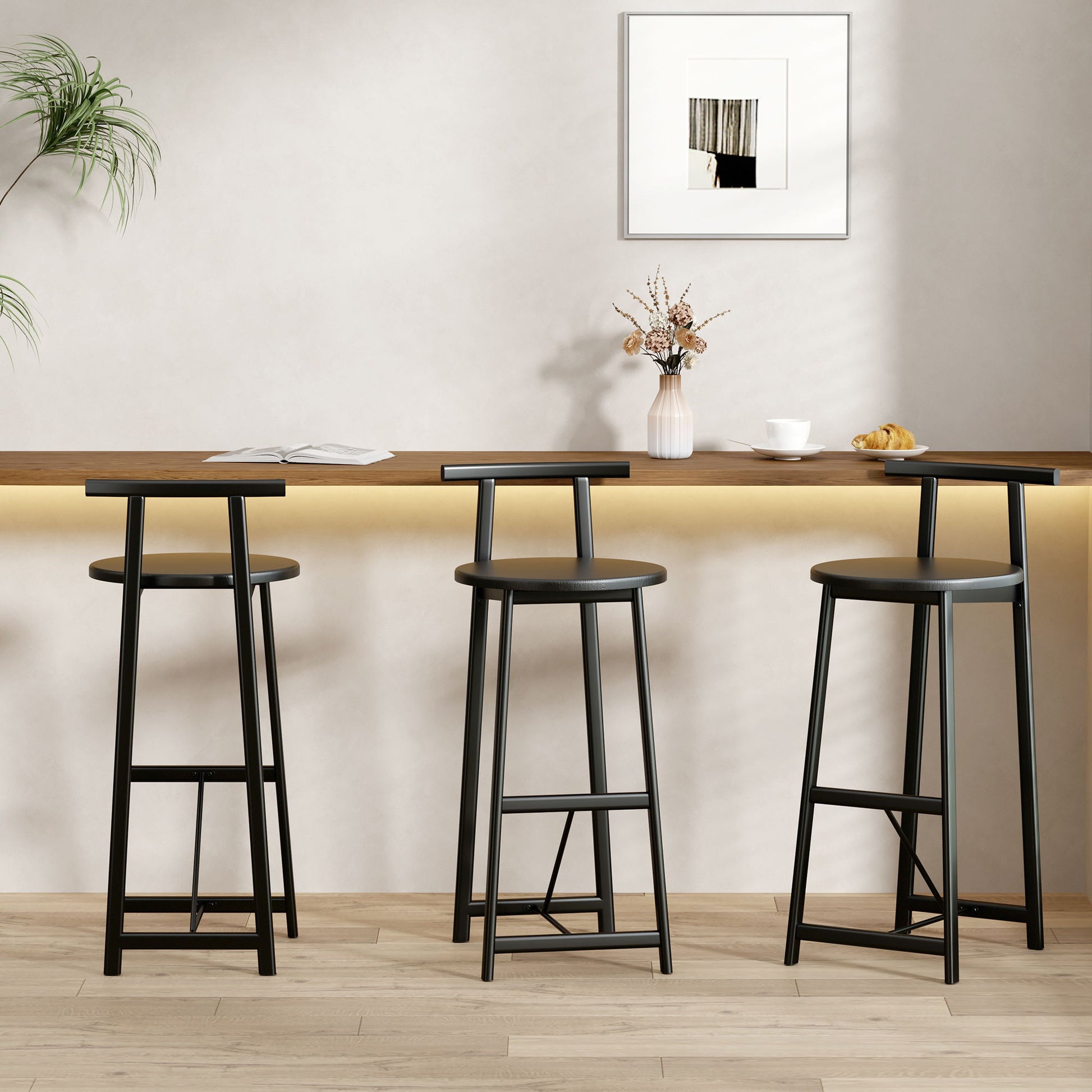 Modern Bar Stools With Backrest For Kitchen (Set of 3) - Best Buy Furniture