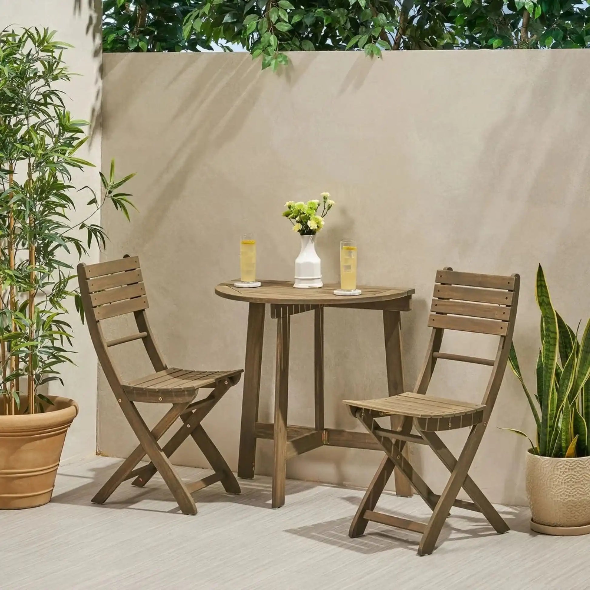 Outdoor 3 Piece Half Round Folding Bistro Set - Best Buy Furniture