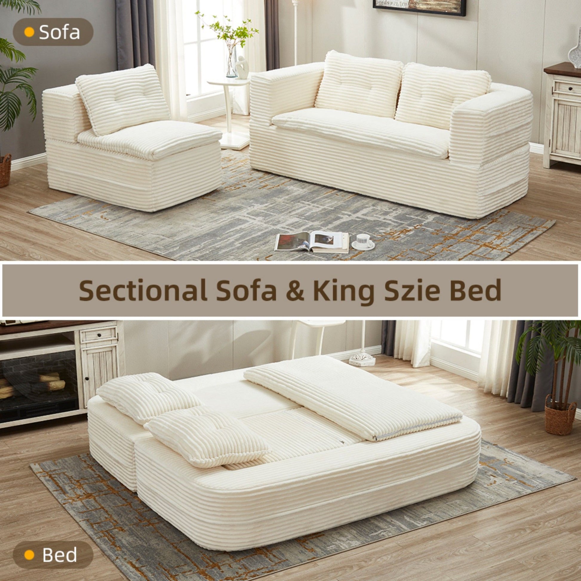 Multi Functional Sectional Sofa Bed With Independent Chaise Lounge And Functional Blanket - Best Buy Furniture