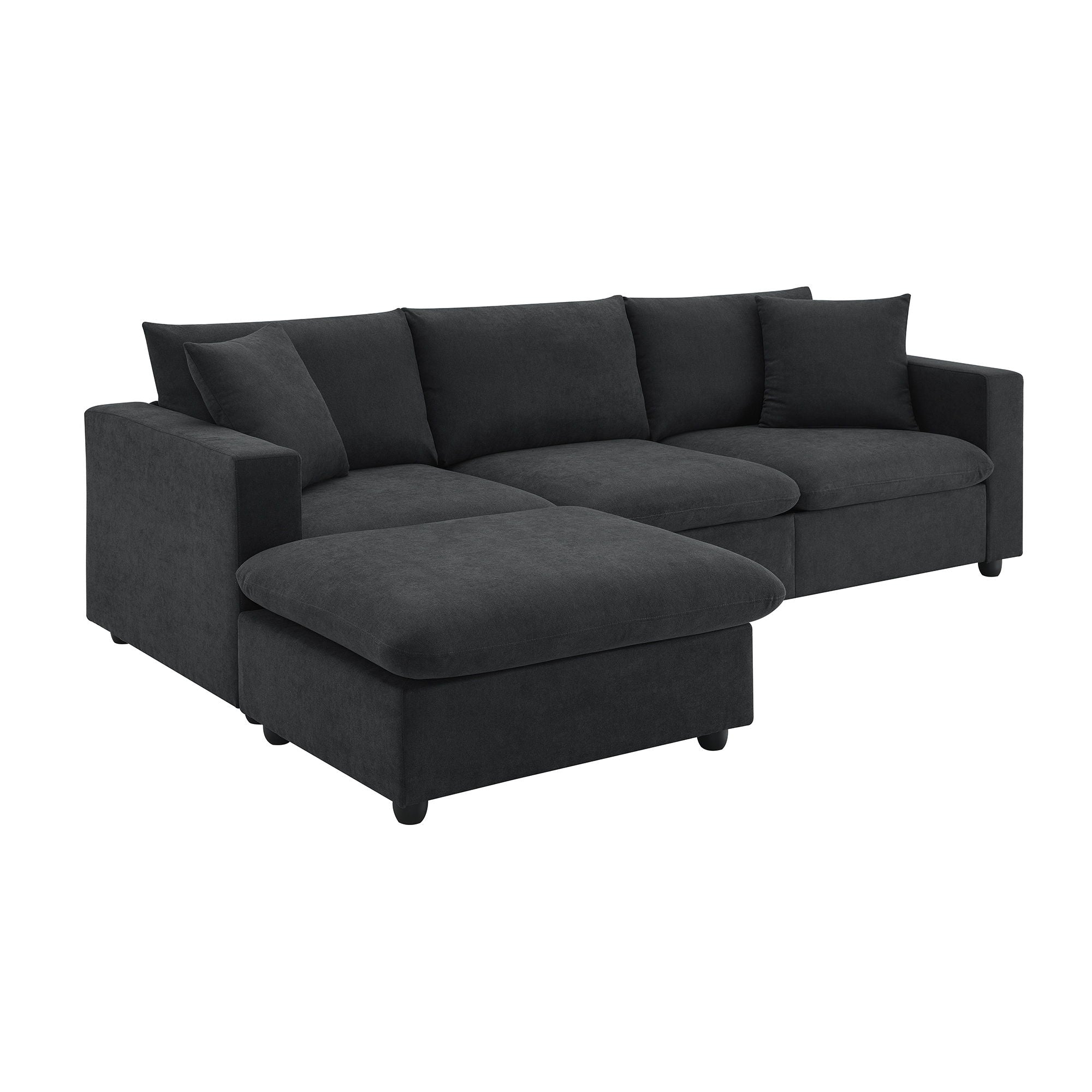 Modern Sectional Sofa With Throw Pillows, Cloud L Shaped Couch Set With Wide 4 Seat Comfy Couch Set With Movable Ottoman - Best Buy Furniture