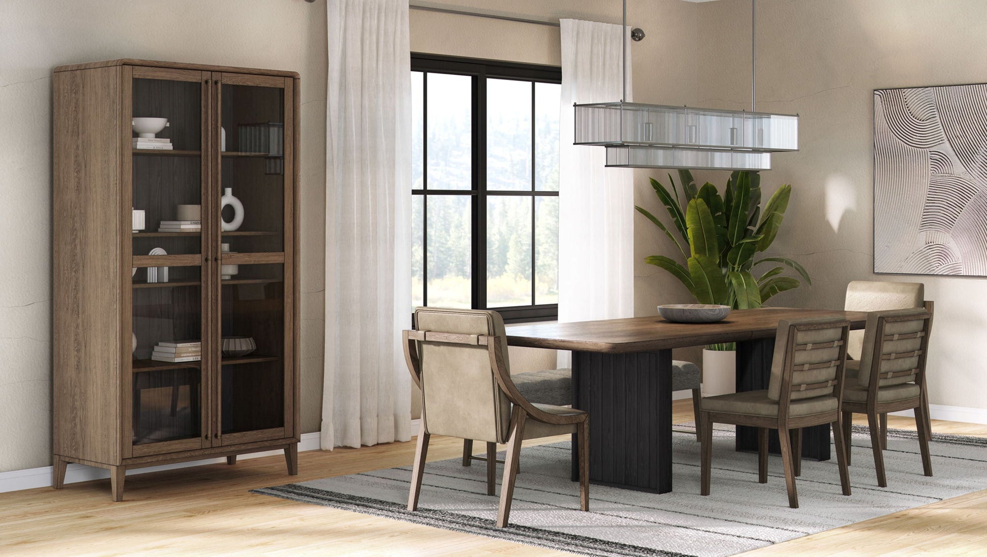 Double Pedestal Table Latte - Light Brown - Best Buy Furniture