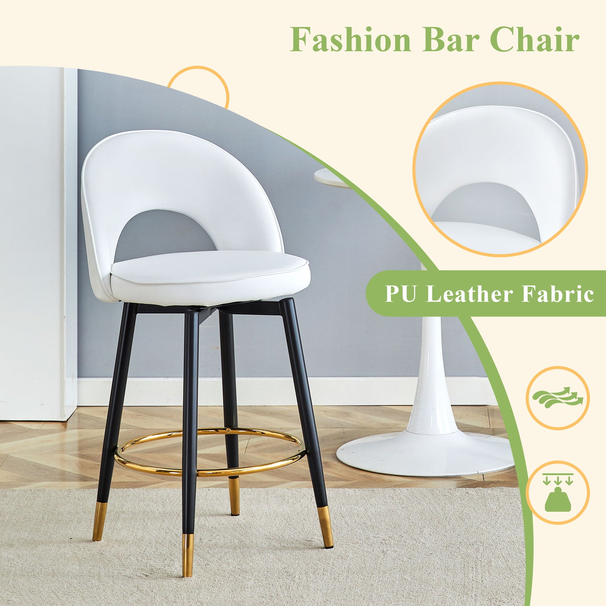 Upholstered Rotatable Bar Chair With Metal Legs For Dining Room - Best Buy Furniture