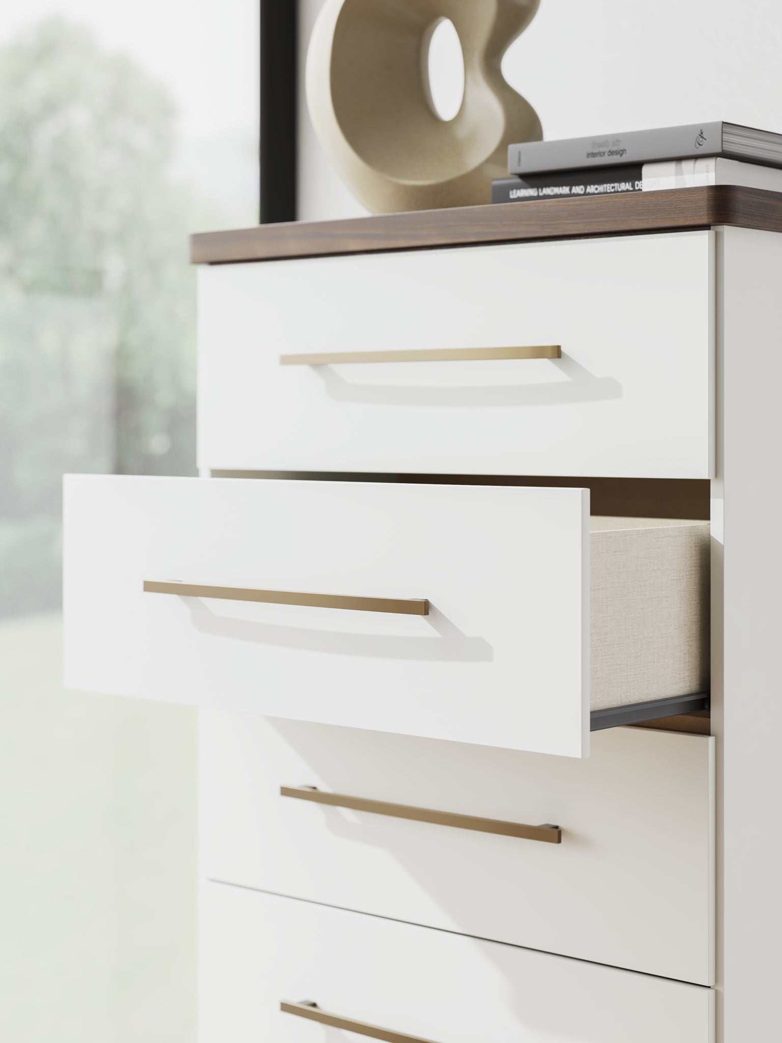 Kendanport - Five Drawer Chest - Brown / White - Best Buy Furniture