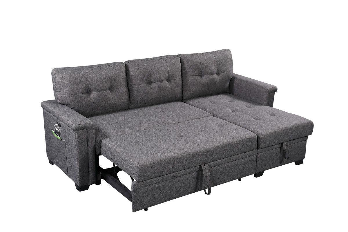 Nathan - Reversible Sleeper Sectional Sofa With Storage Chaise, USB Charging Ports And Pocket - Best Buy Furniture