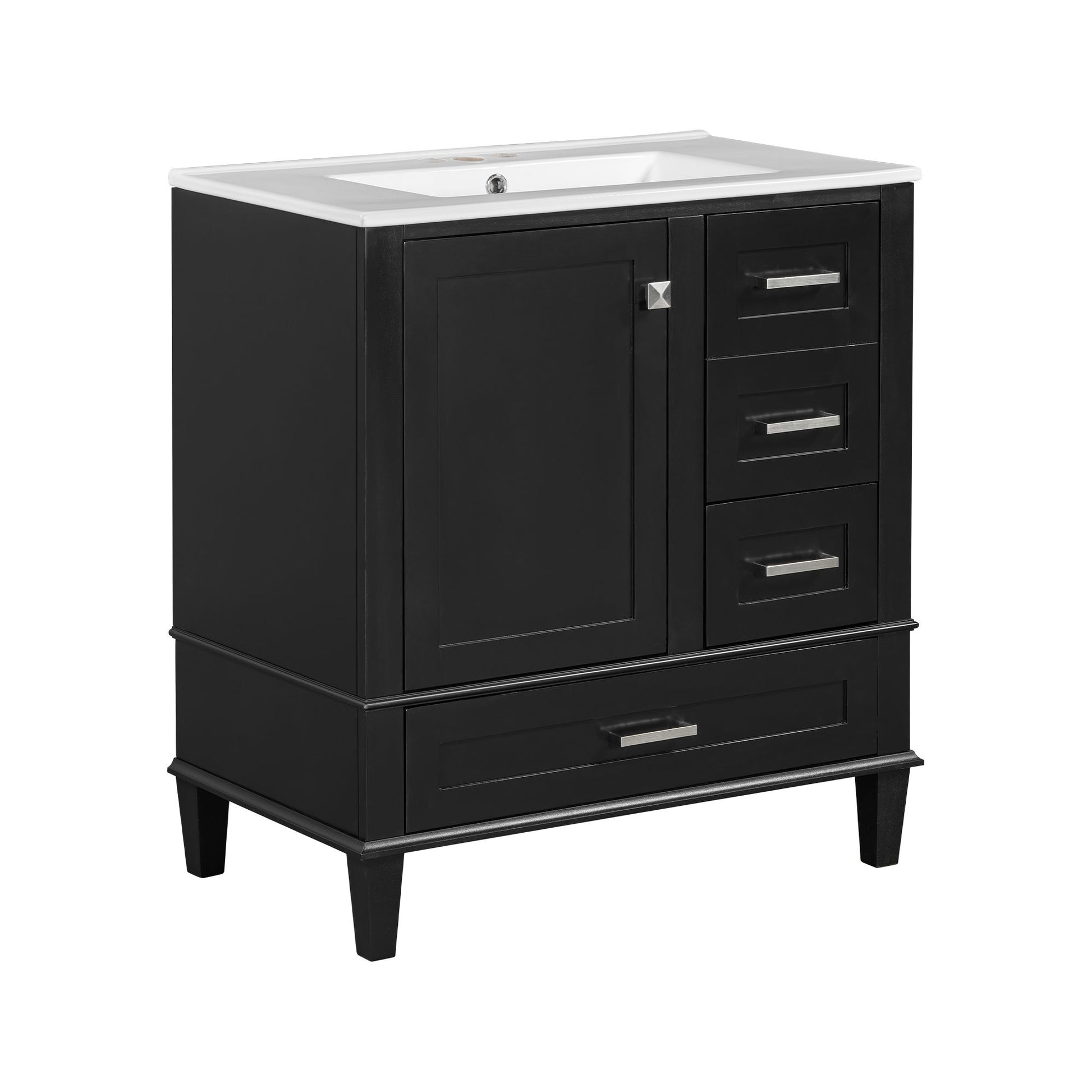 Bathroom Vanity, Modern Bathroom Cabinet With Sink Combo Set, Bathroom Storage Cabinet With A Soft Closing Door And 3 Drawers, Solid Wood Frame - Best Buy Furniture