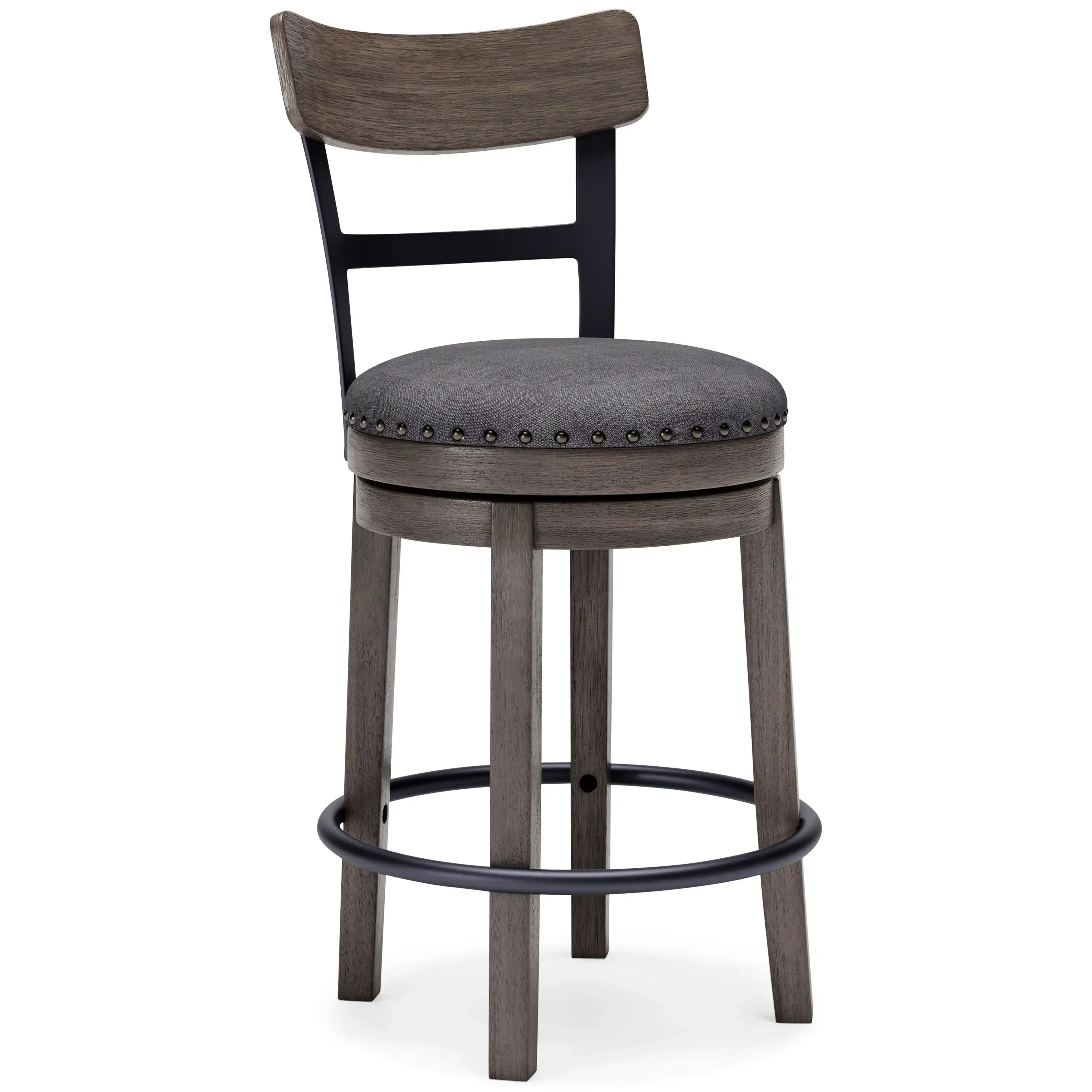 Caitbrook - UPH Swivel Barstool - Gray - Best Buy Furniture