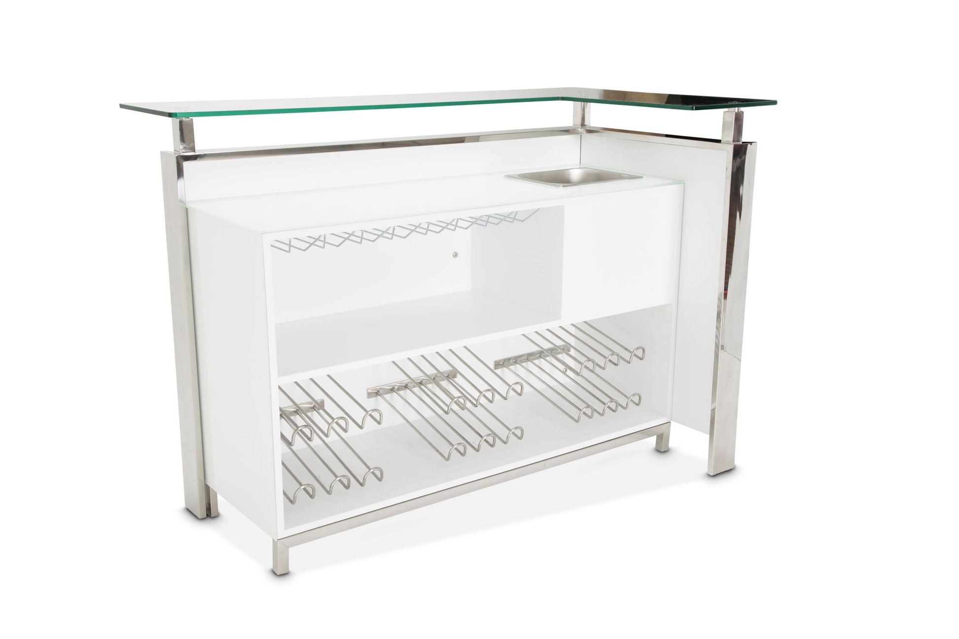 State St. - Bar With Glass Top - Glossy White - Best Buy Furniture