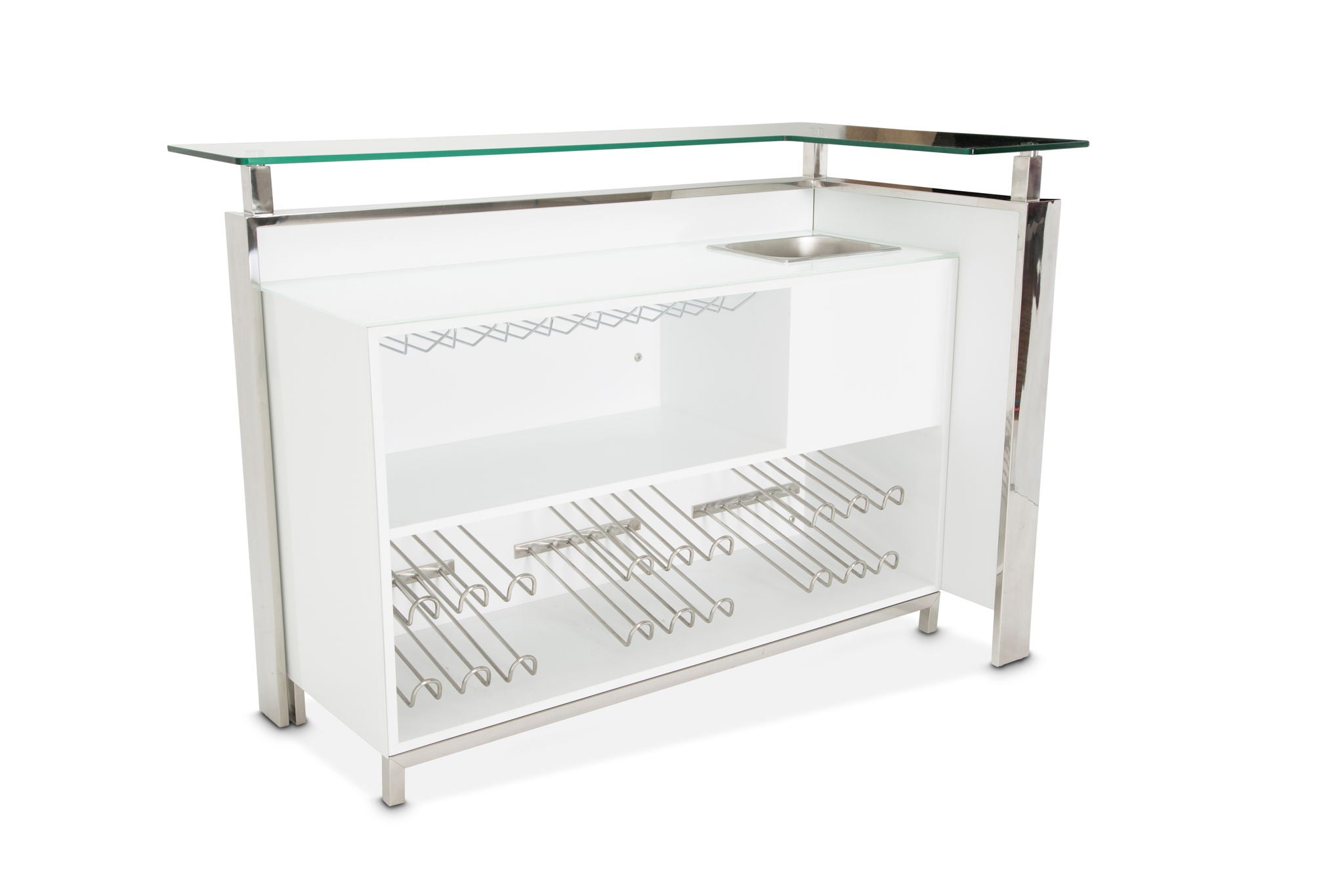 State St. - Bar With Glass Top - Glossy White - Best Buy Furniture