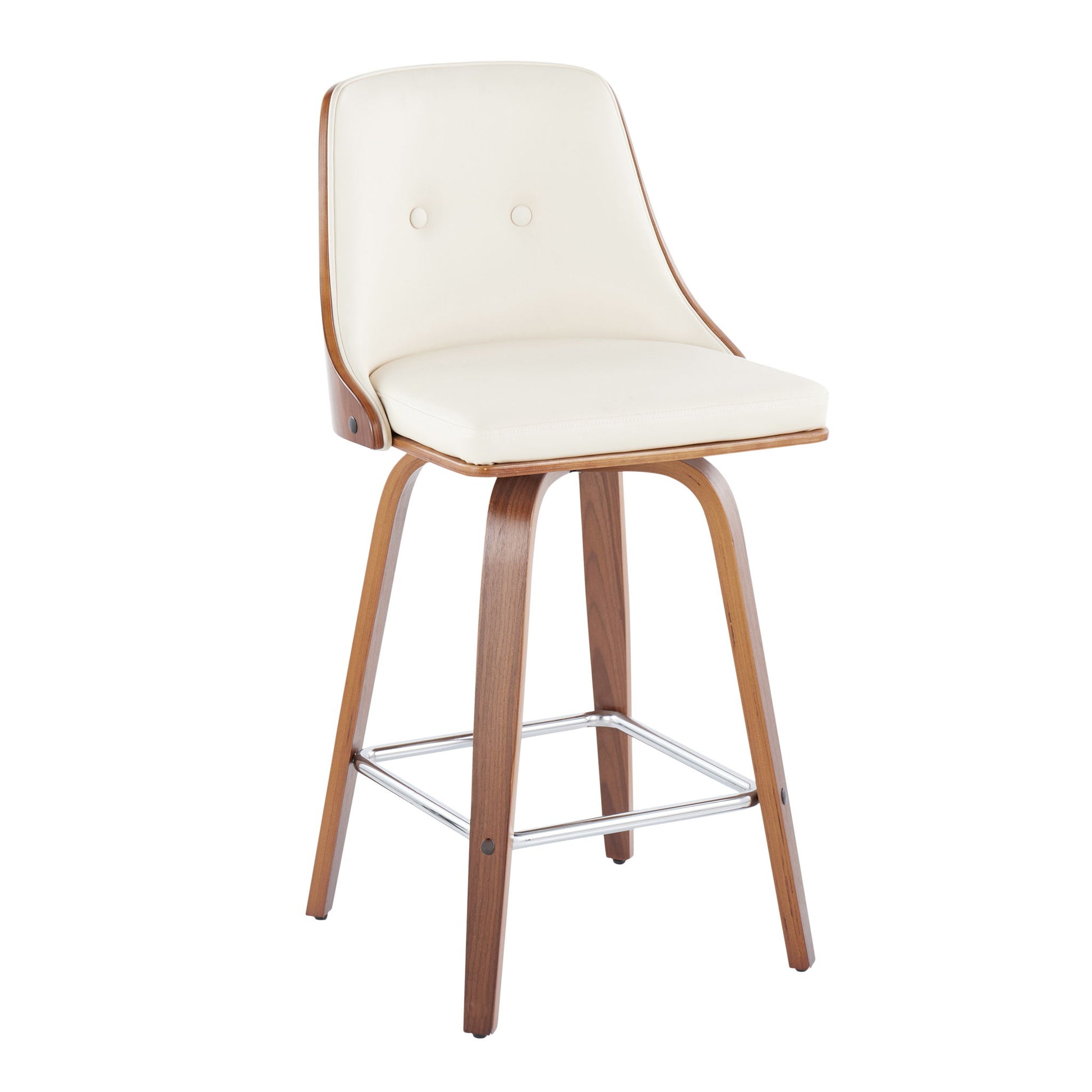 Gianna - Mid Century Modern Fixed Height Counter Stool With Swivel With Square Footrest (Set of 2) - Best Buy Furniture