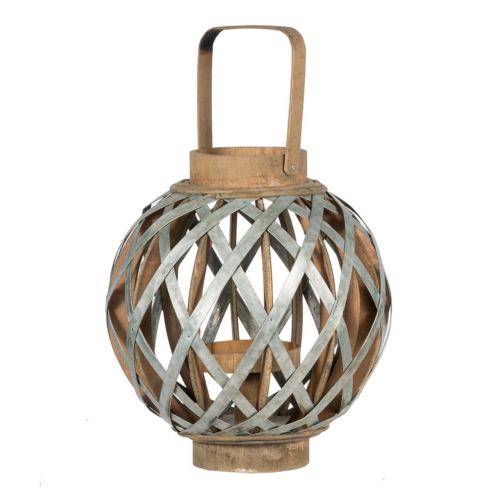 Decorative Lantern With Handle, Wooden Lantern For Indoor Outdoor, Home Garden, Wedding - Silver - Best Buy Furniture