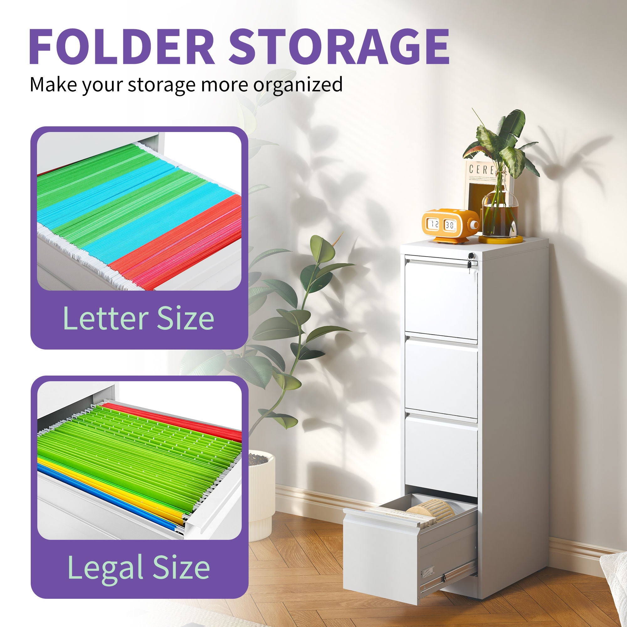 Steel Drawer Vertical File Cabinet With Lock For A4 Legal / Letter Size - Best Buy Furniture