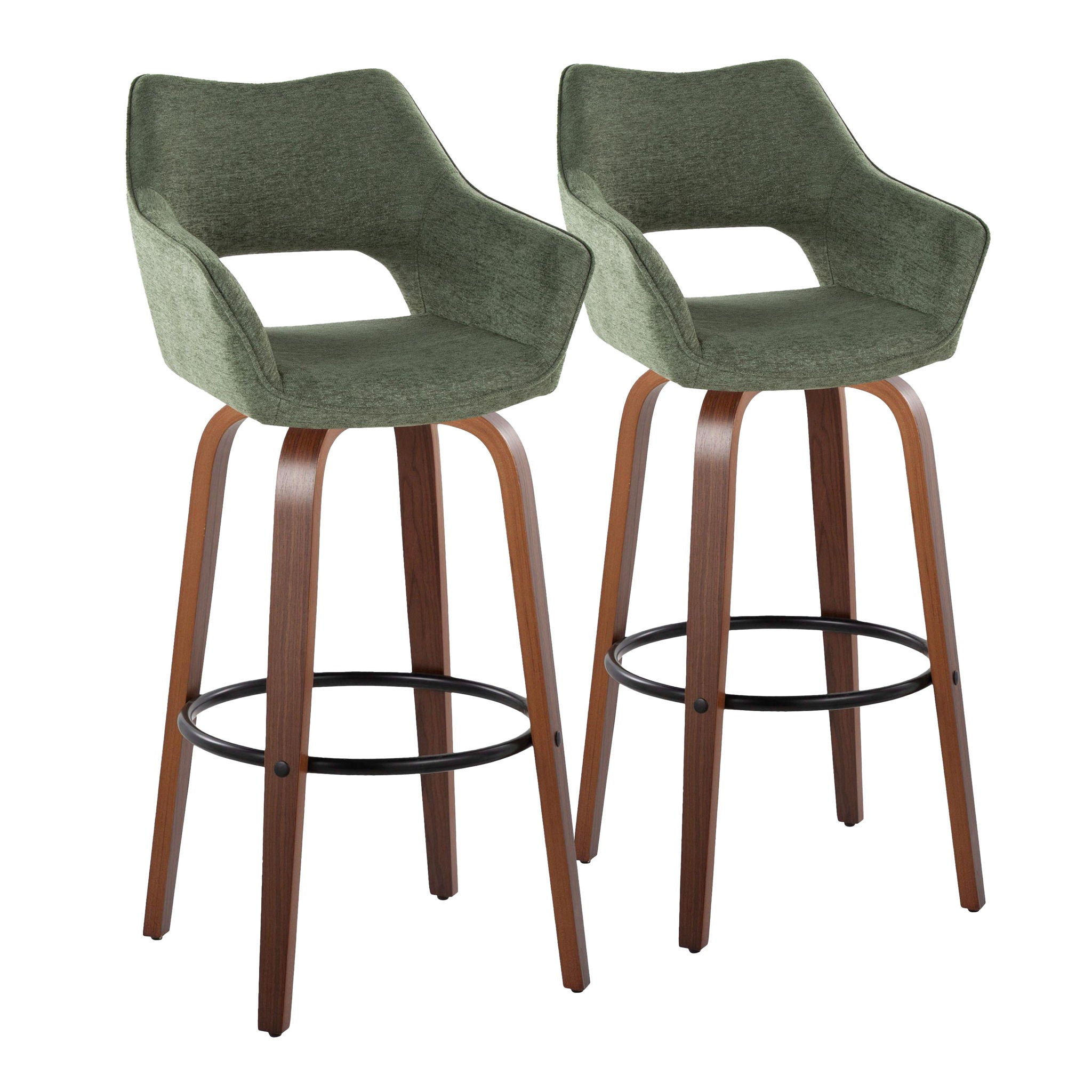Mustang - Contemporary Fixed Height Barstool With Swivel & Round Footrest (Set of 2) - Best Buy Furniture