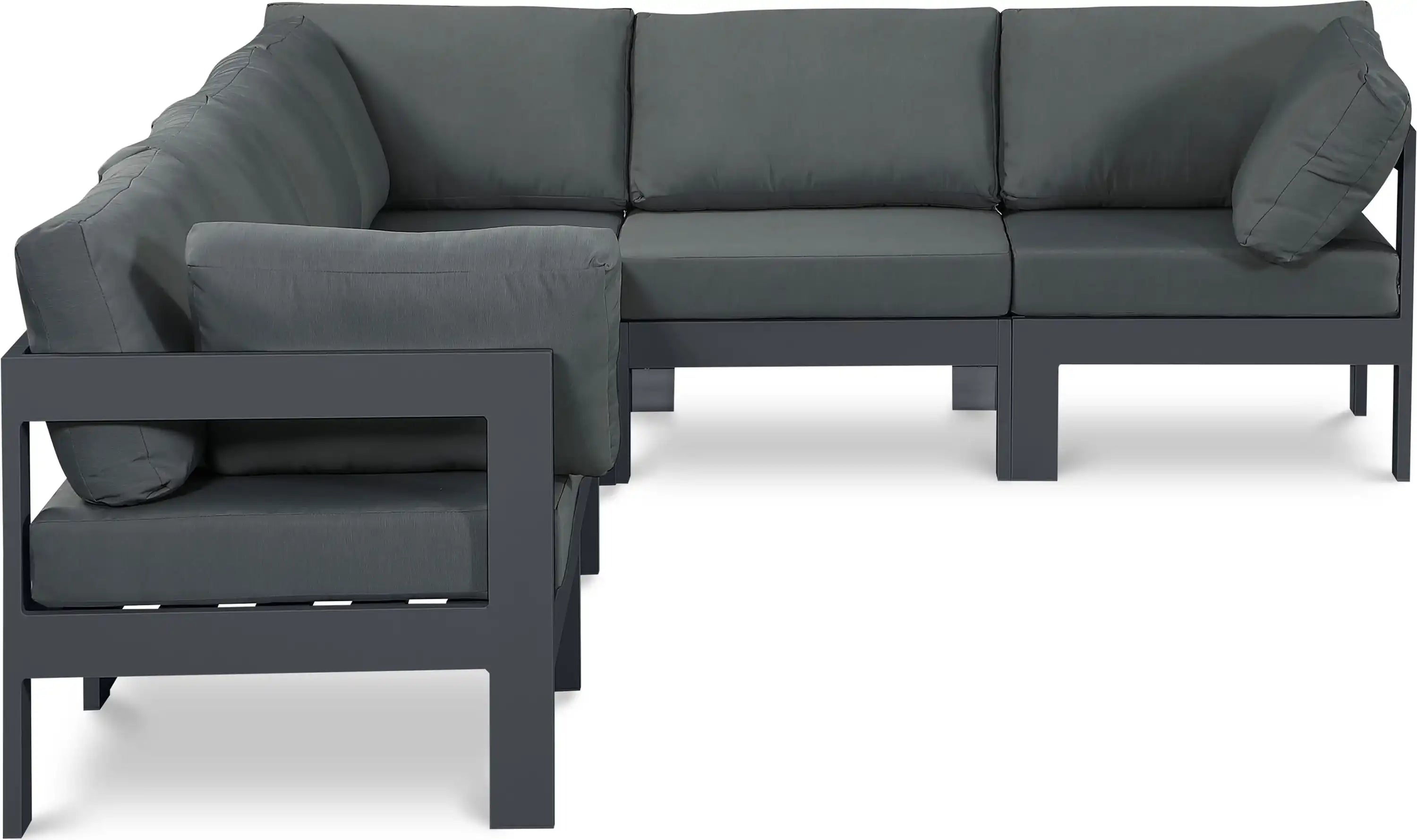 Nizuc - Outdoor Patio 6 Piece Modular Sectional With Gray Frame - Best Buy Furniture